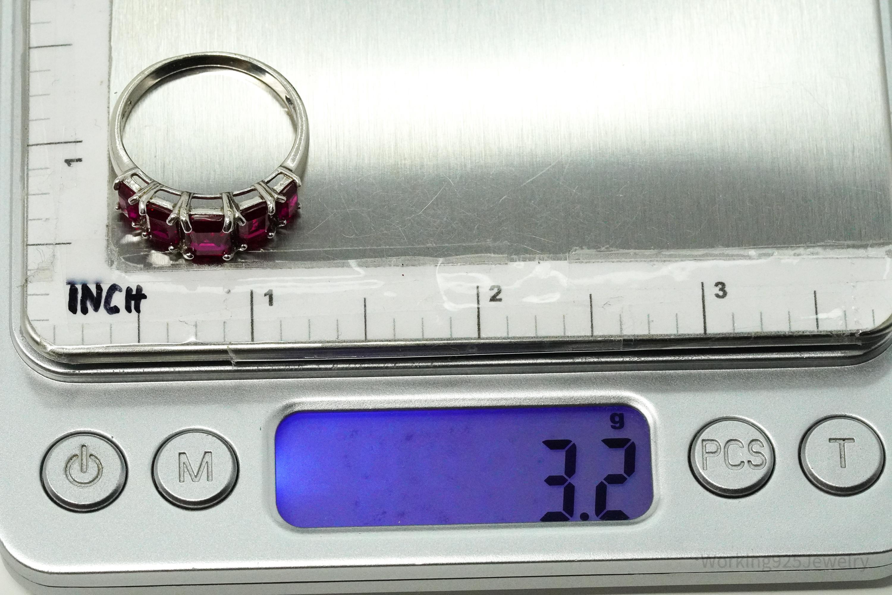 Vintage Ruby Sterling Silver Ring - Size 10