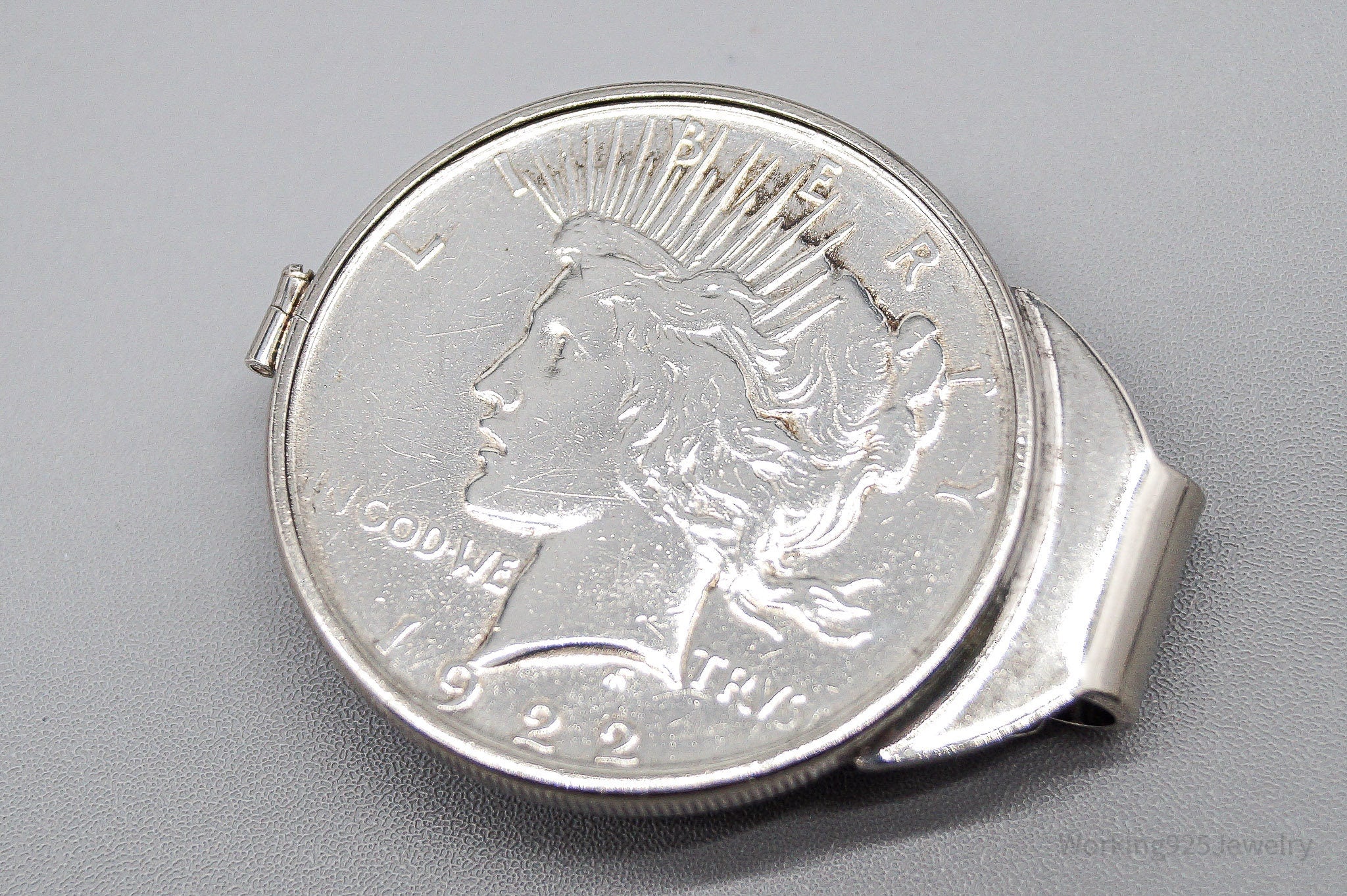 Antique 1922 Peace Silver Dollar Coin Sterling Silver Money Clip