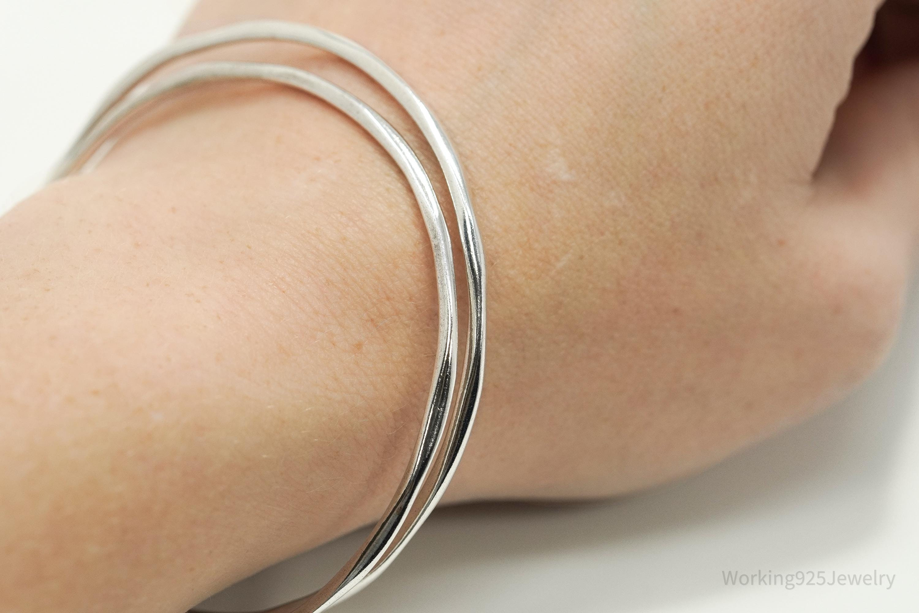 Vintage Designer Ippolita Sterling Silver Bangle Stacker Bracelets Set 7.75"