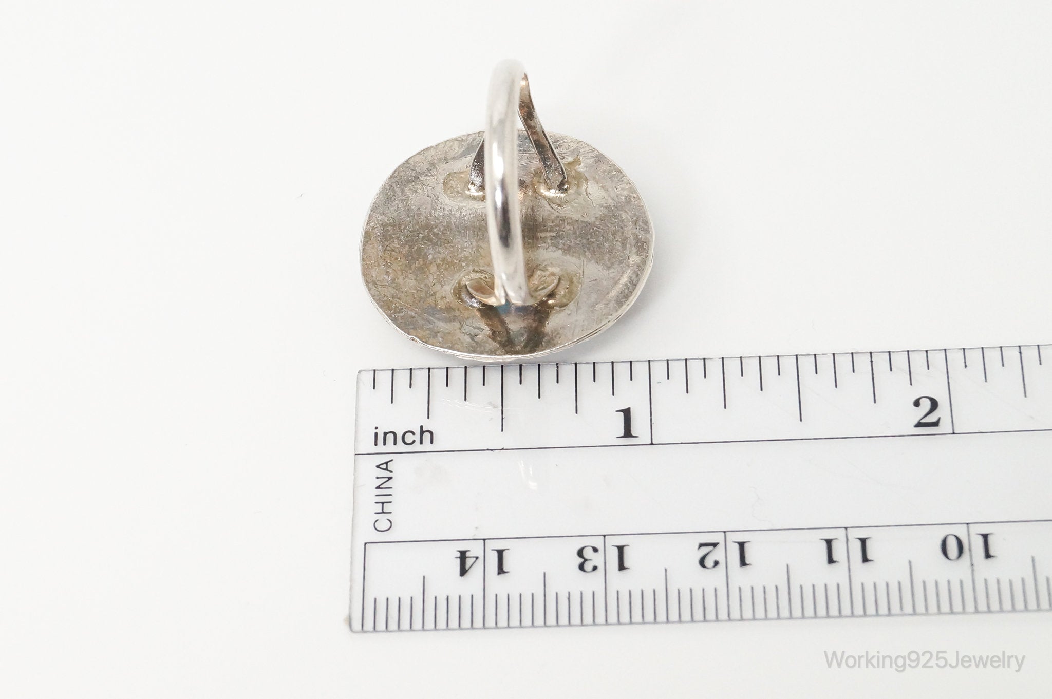 Vintage Native American Blue Turquoise Unsigned Sterling Silver Ring - Sz 8.25