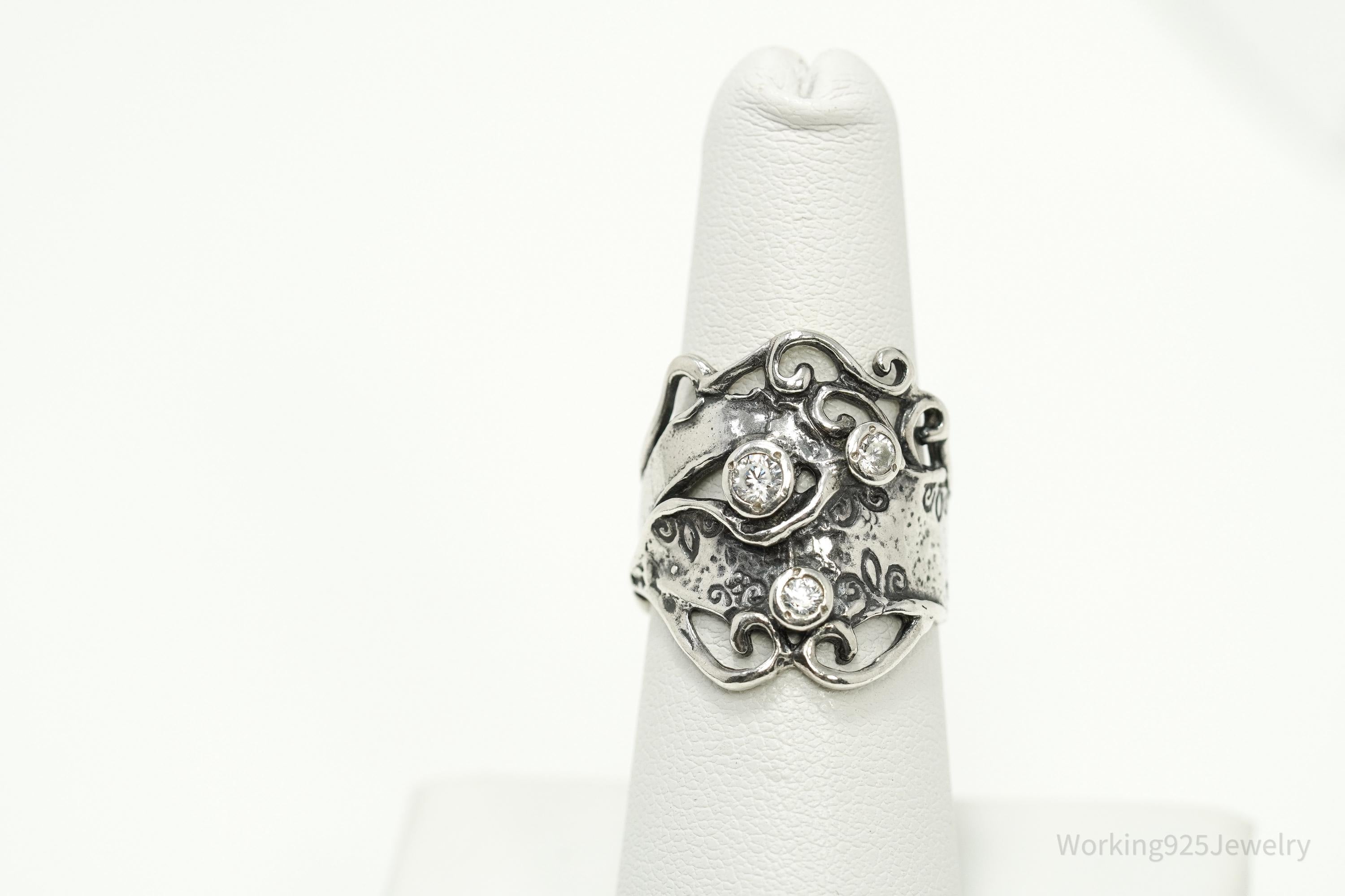 Vintage Israel Didae Cubic Zirconia Sterling Silver Ring - Size 7.25