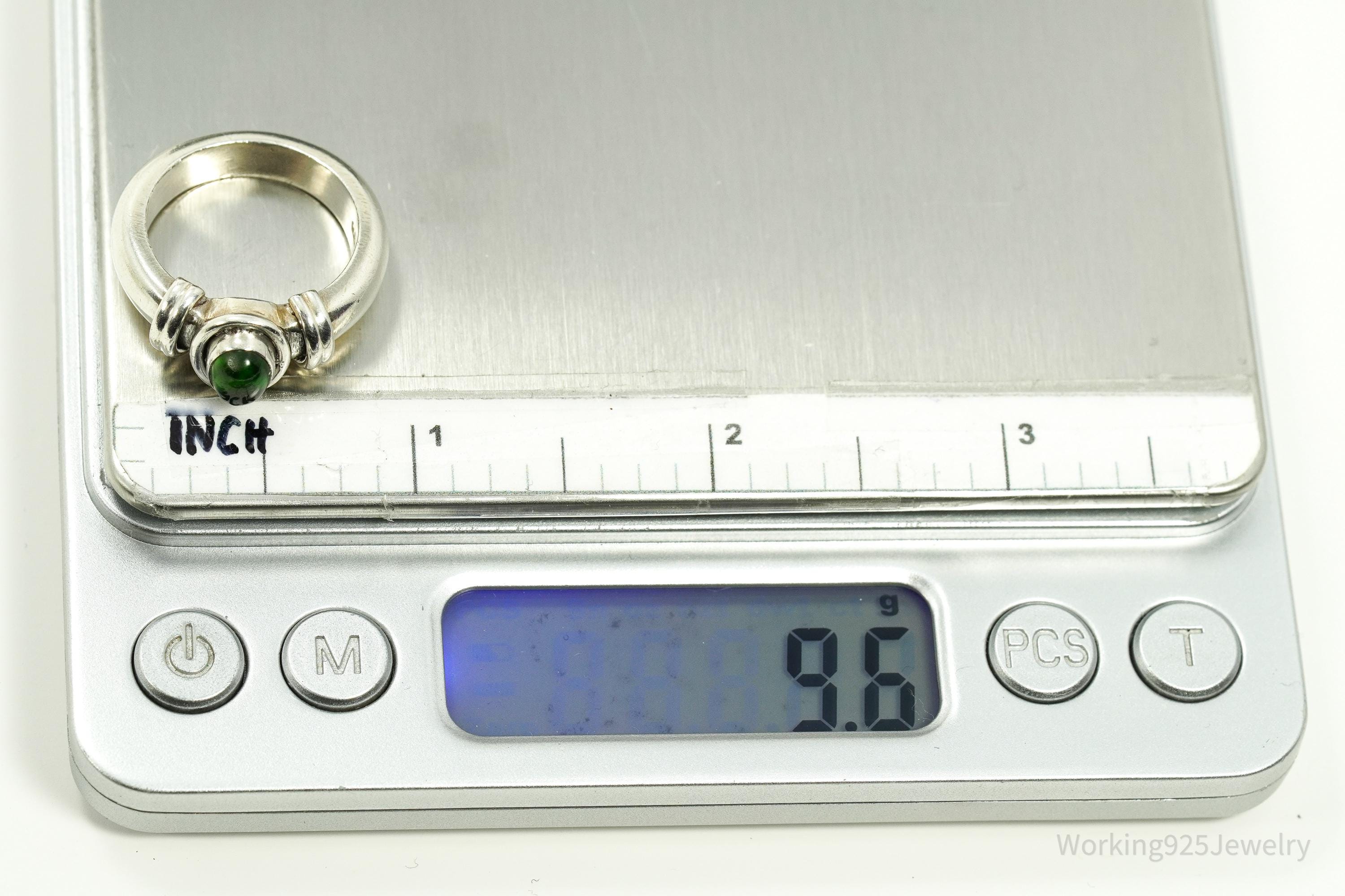 Vintage Emerald Sterling Silver Ring - Size 7.5