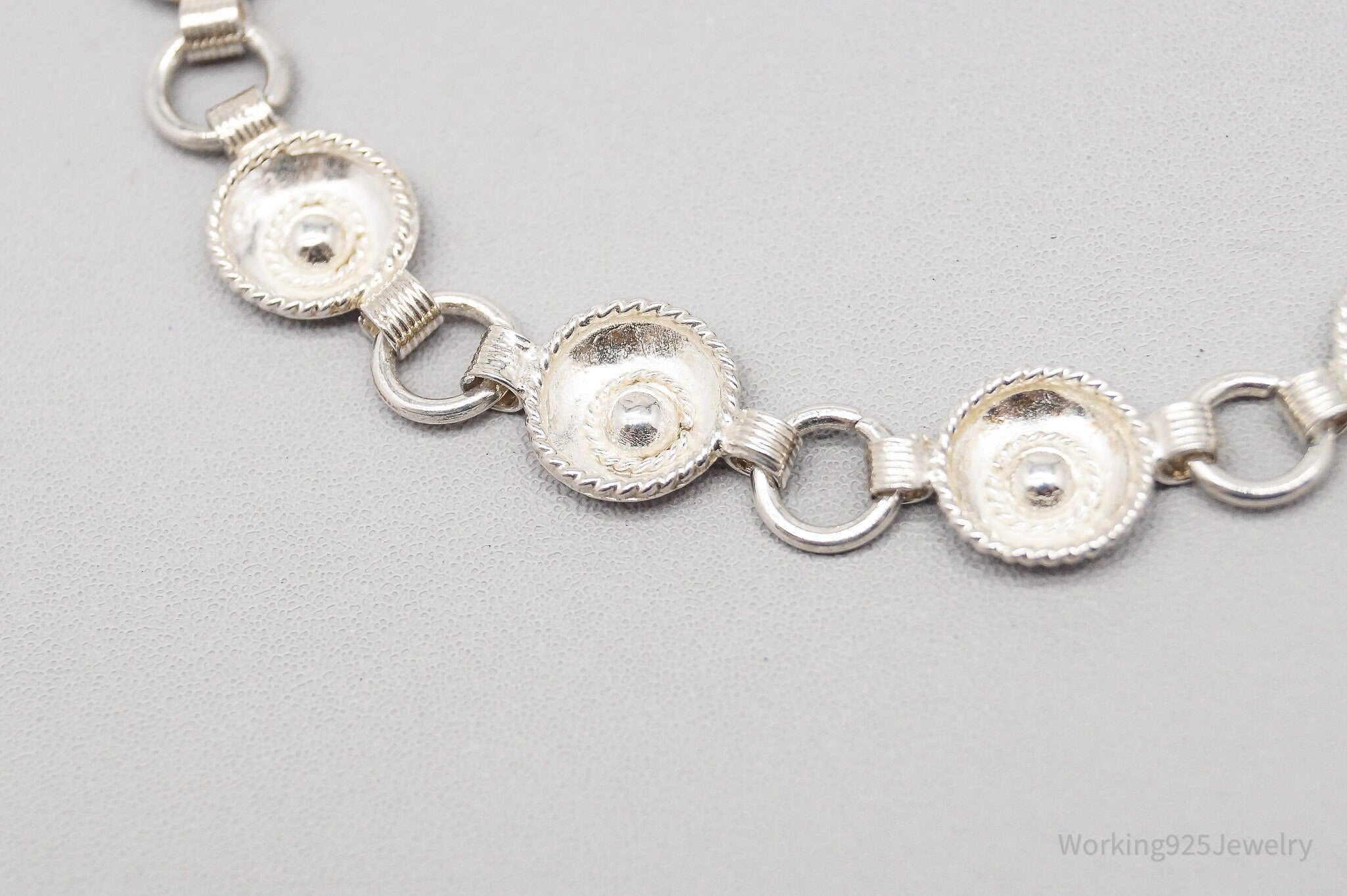 Vintage Mexico Modernist Style Sterling Silver Chain Bracelet