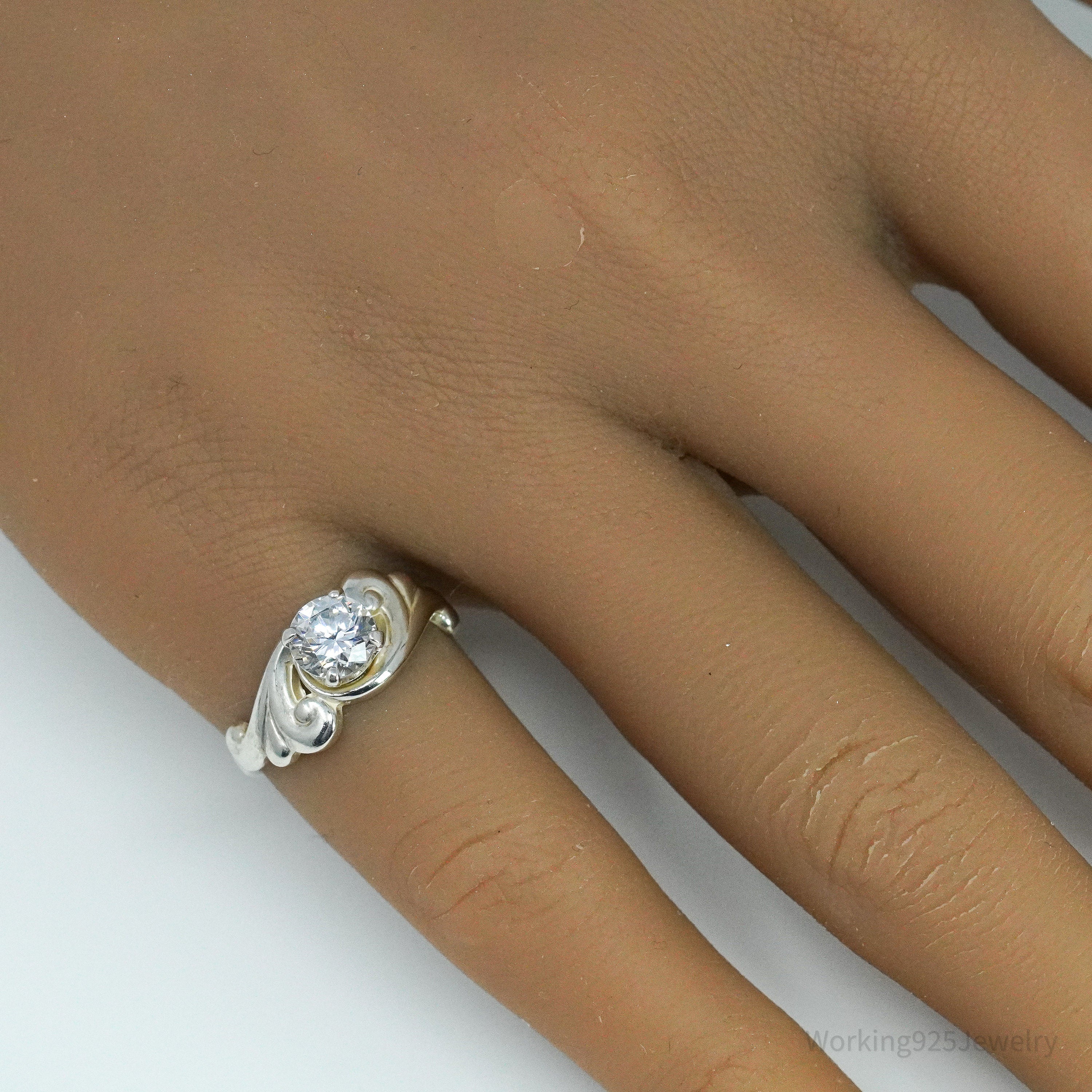 Vintage KABANA Diamonique Cubic Zirconia Sterling Silver Ring - Size 5