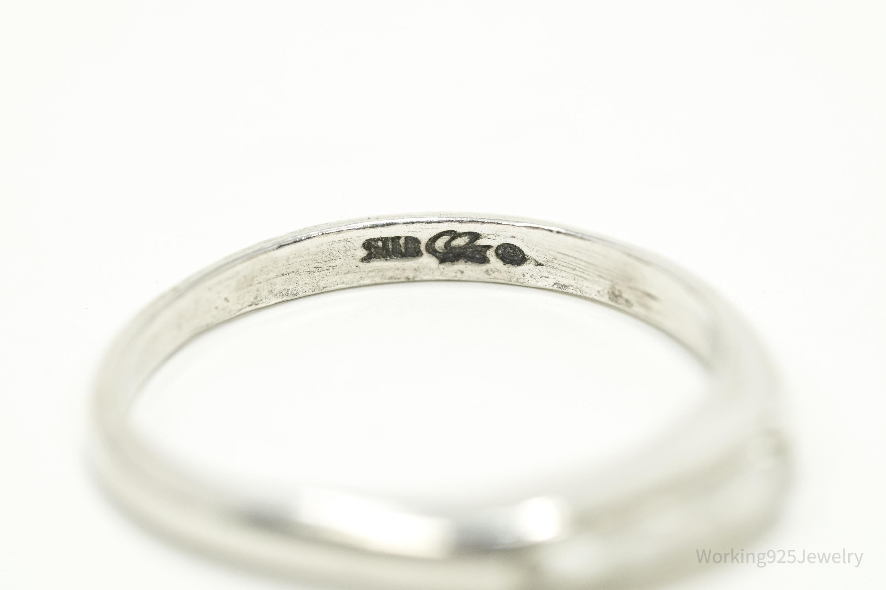 Vintage Native Carolyn Pollack Crushed Mother Of Pearl Inlay Sterling Silver Ring - Size 10