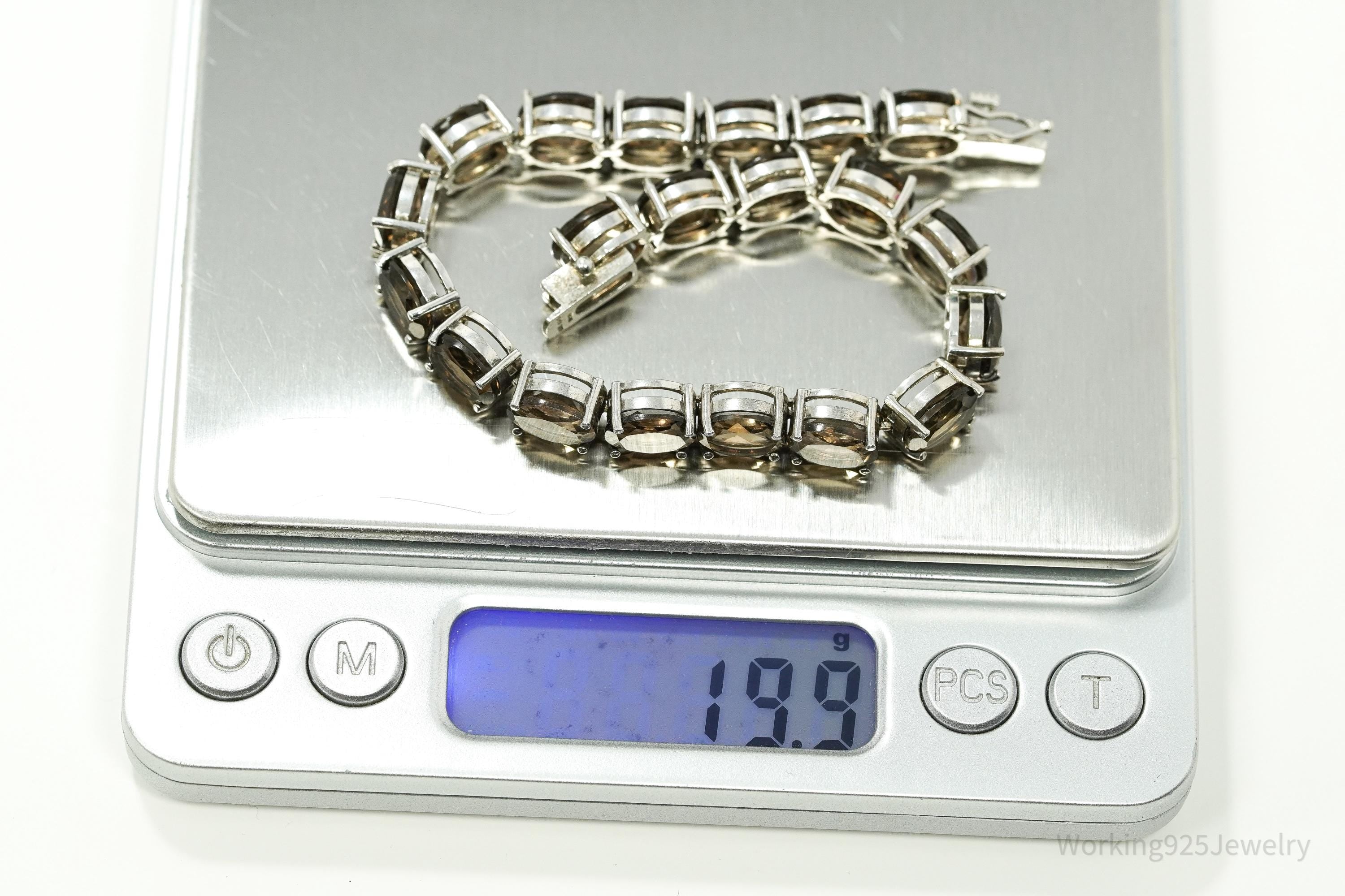 Vintage Smoky Topaz Sterling Silver Bracelet - 7.5"