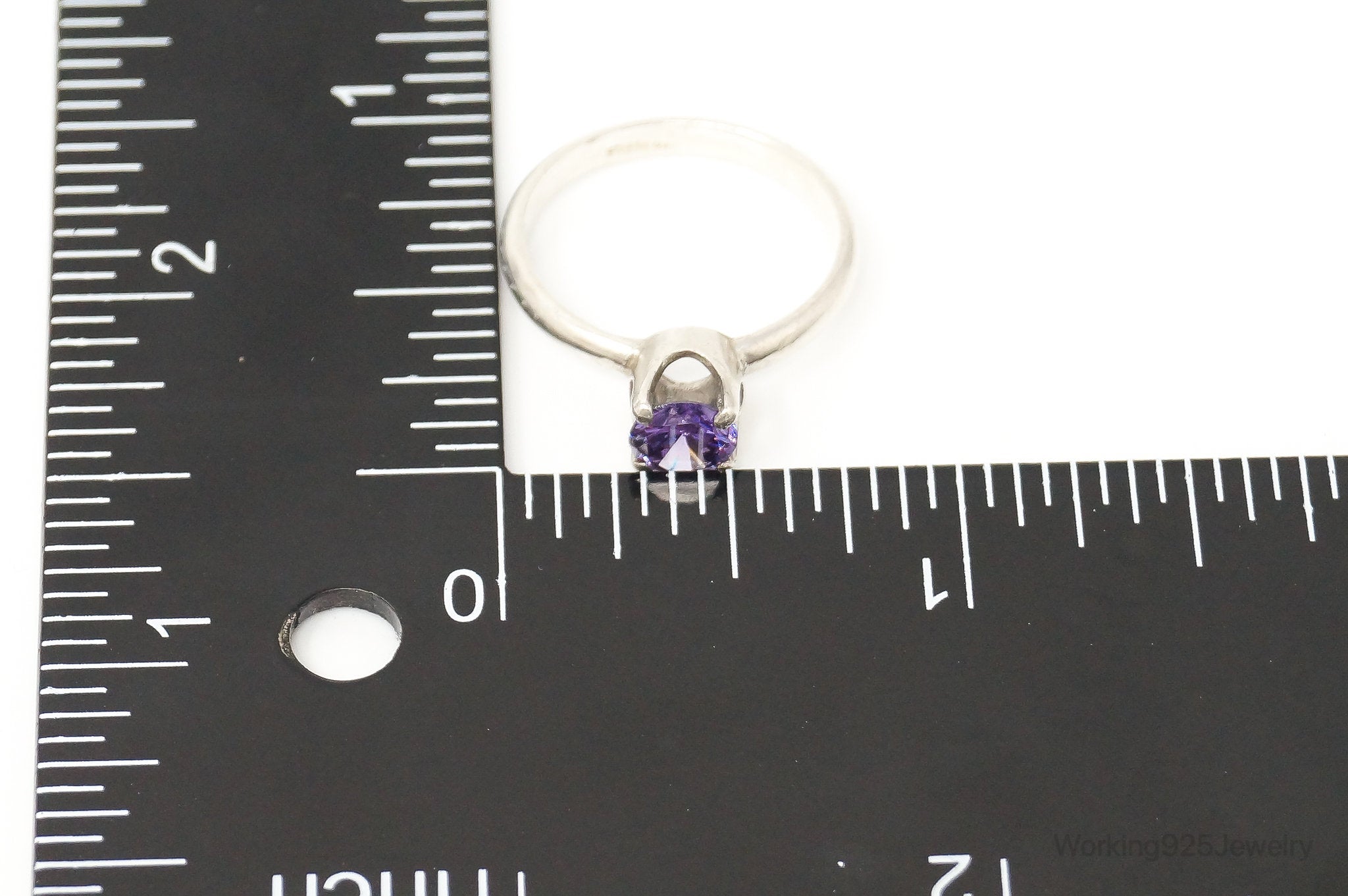 Vintage Purple Cubic Zirconia Sterling Silver Ring - Size 7.25