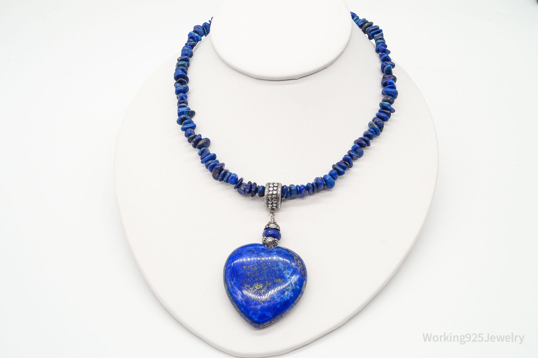 VTG Southwestern Desert Rose Trading Lapis Lazuli Bead Sterling Silver Necklace