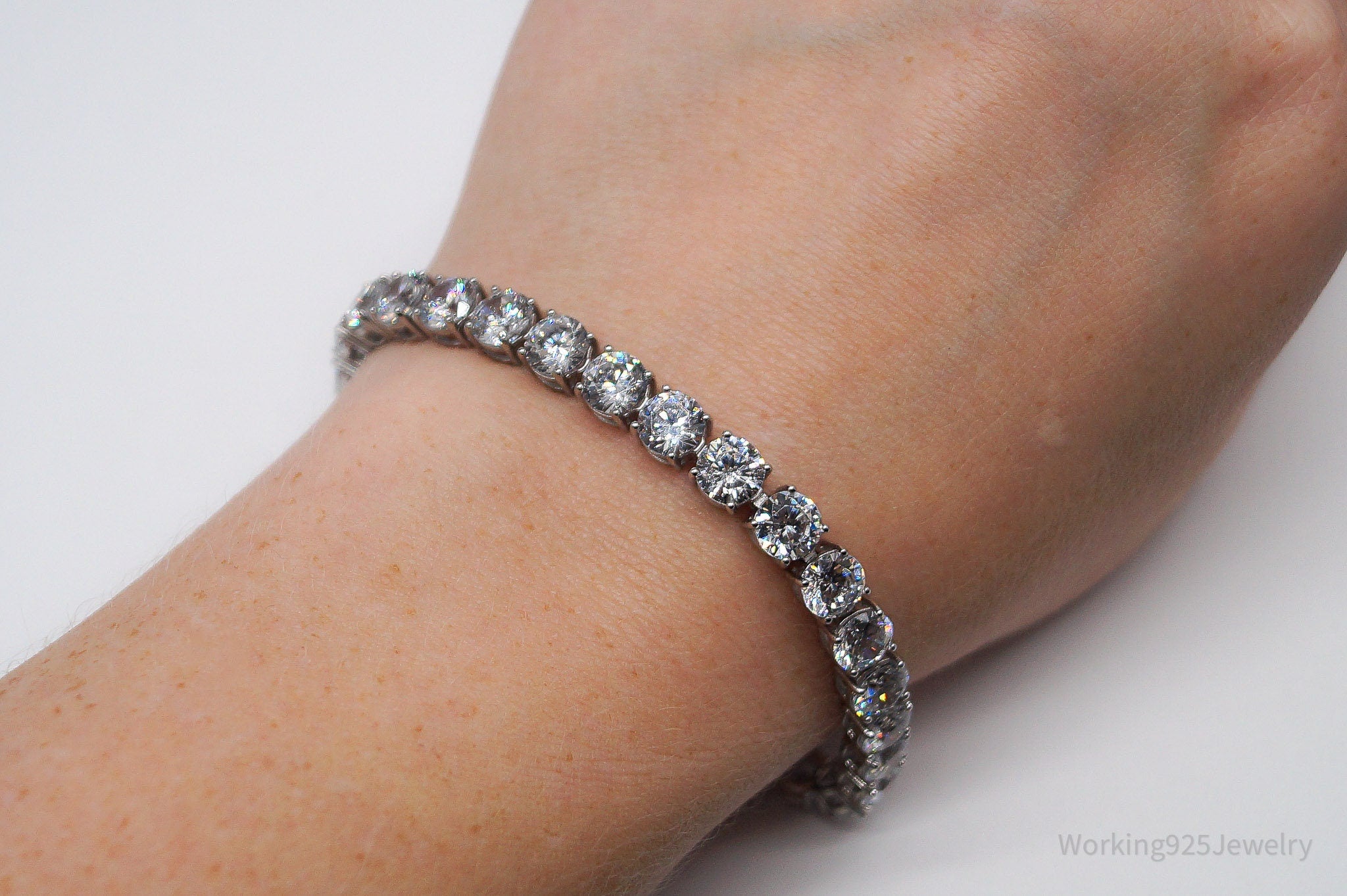 JTVs PAJ Large Cubic Zirconia Sterling Silver Tennis Bracelet - 8 3/8"