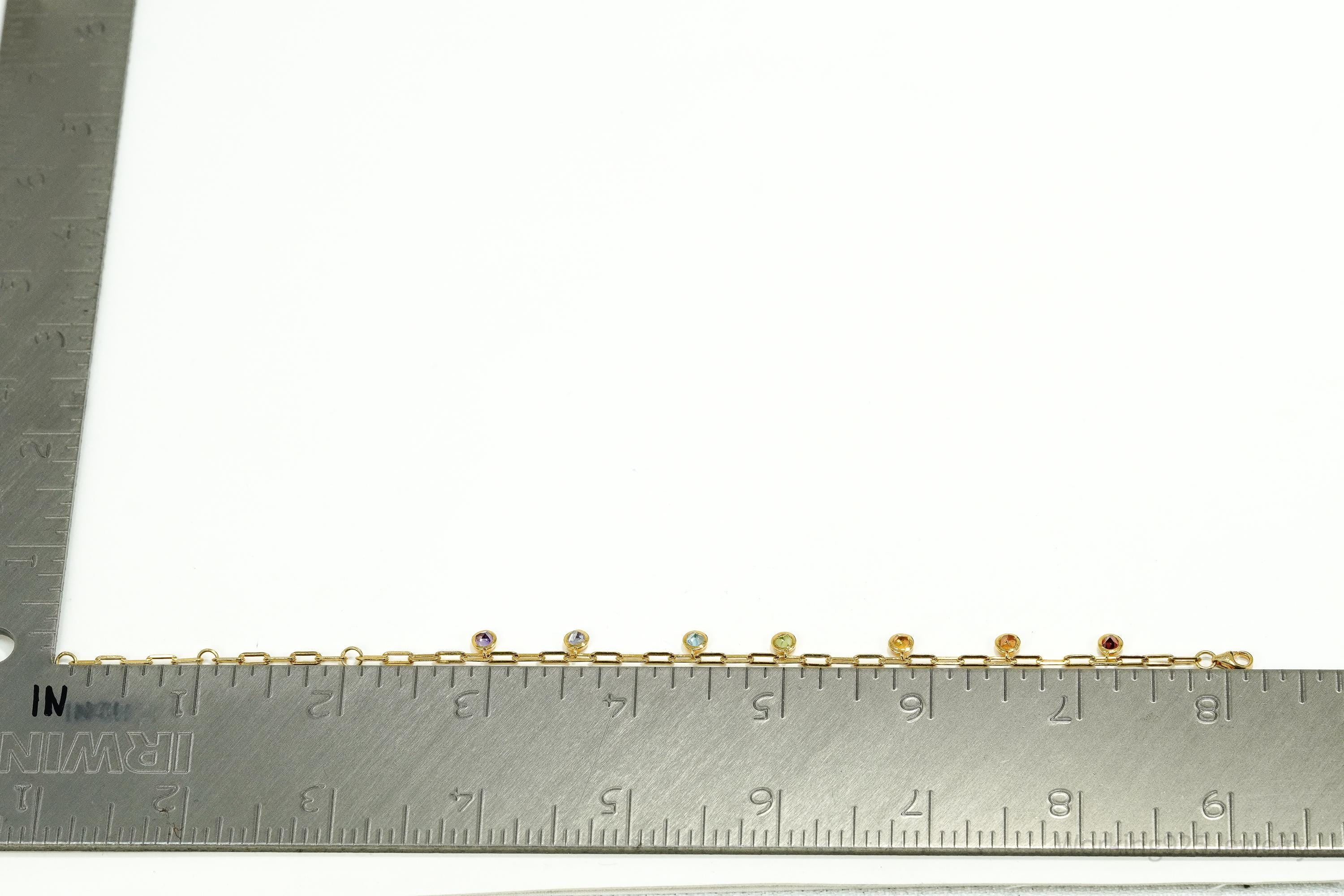 GEMX Multi Gemstone 18K Yellow Gold Vermeil Sterling Silver Bracelet - 8 1/8"