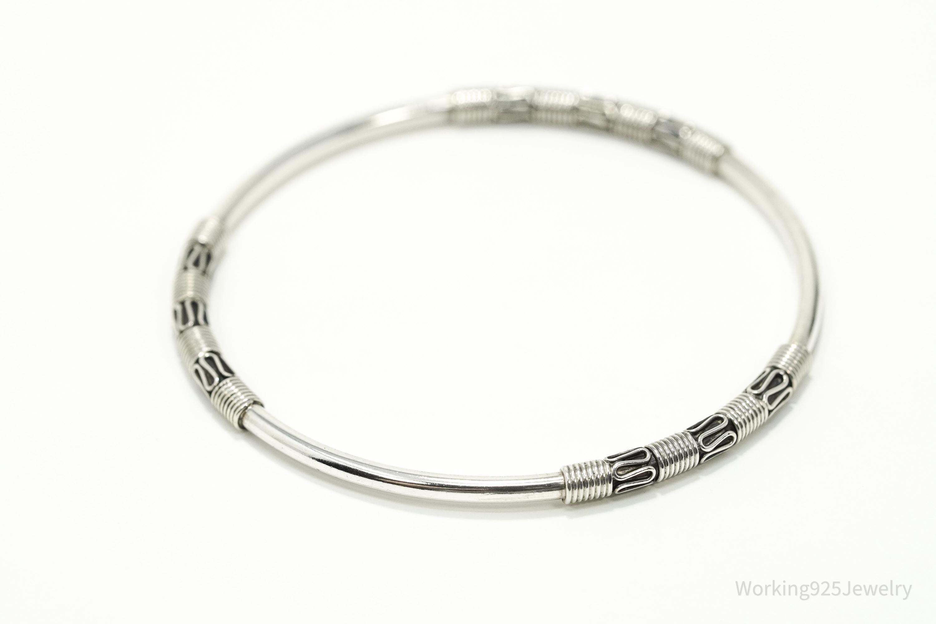 Vintage Designer BA Suarti Sterling Silver Bangle Bracelet 7 15/16"