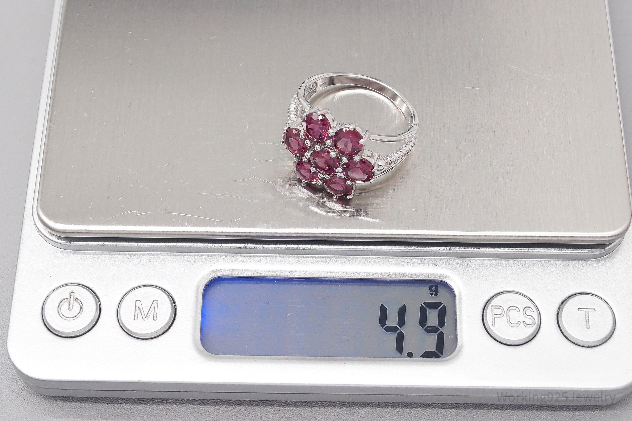 JTV TGGC Pink Tourmaline Flower Sterling Silver Ring - Size 8