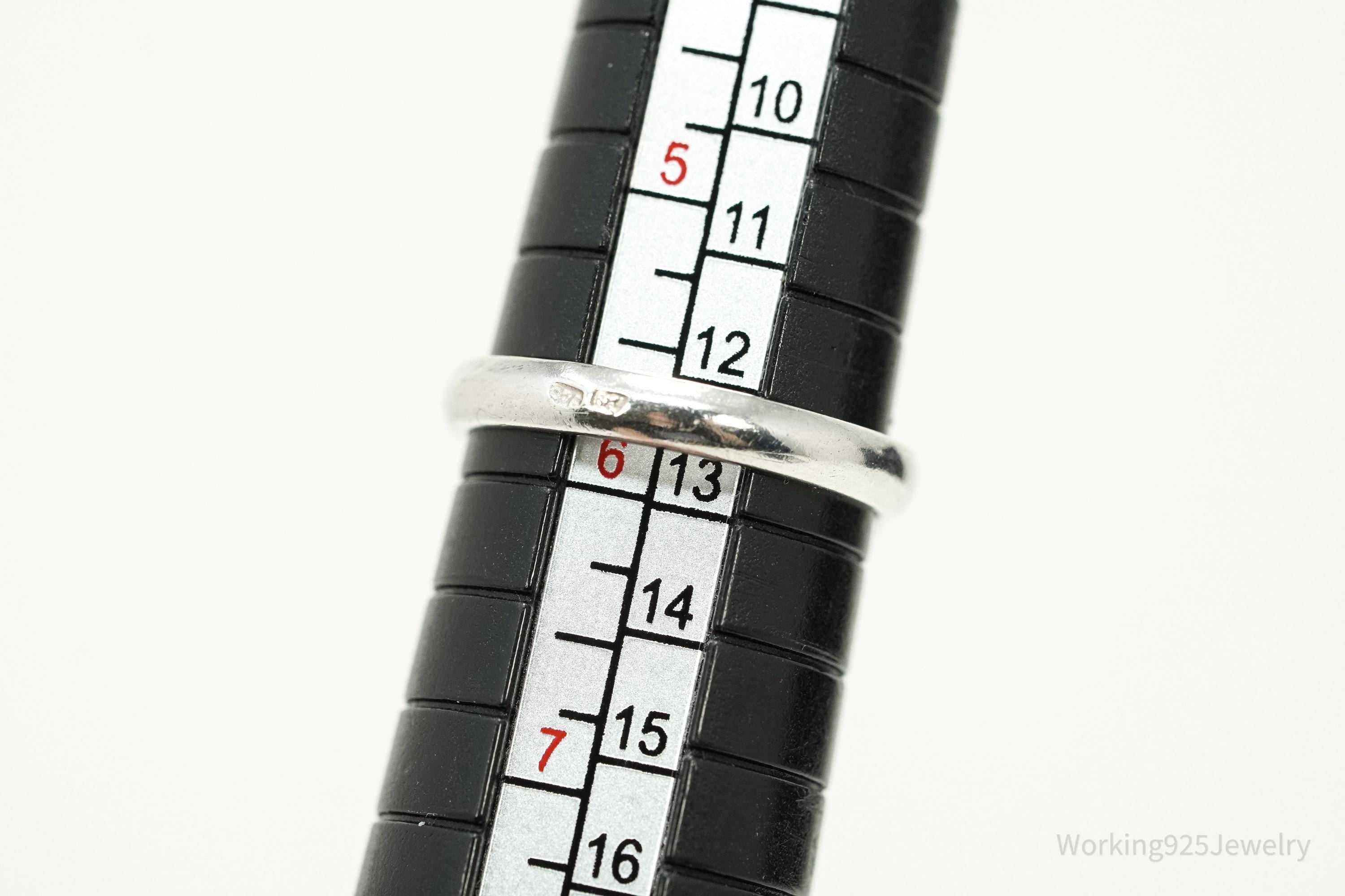 Vintage Amber Sterling Silver Ring - Size 5.75