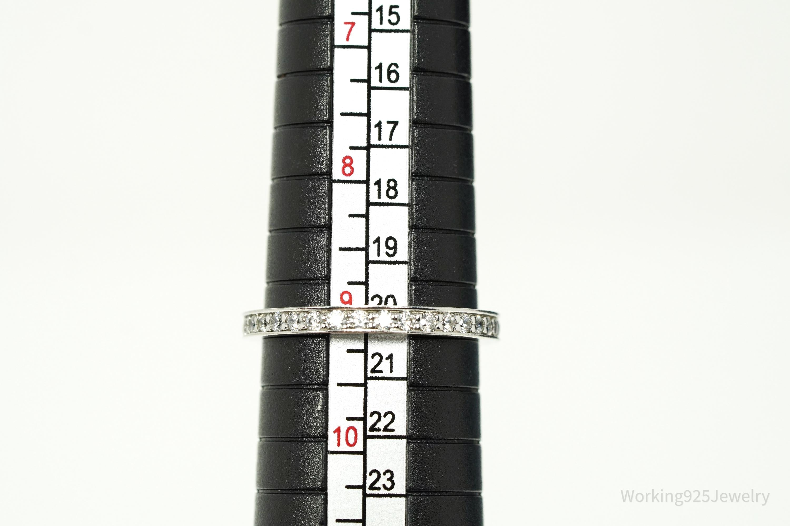 Vintage Cubic Zirconia Sterling Silver Band Ring - Size 9