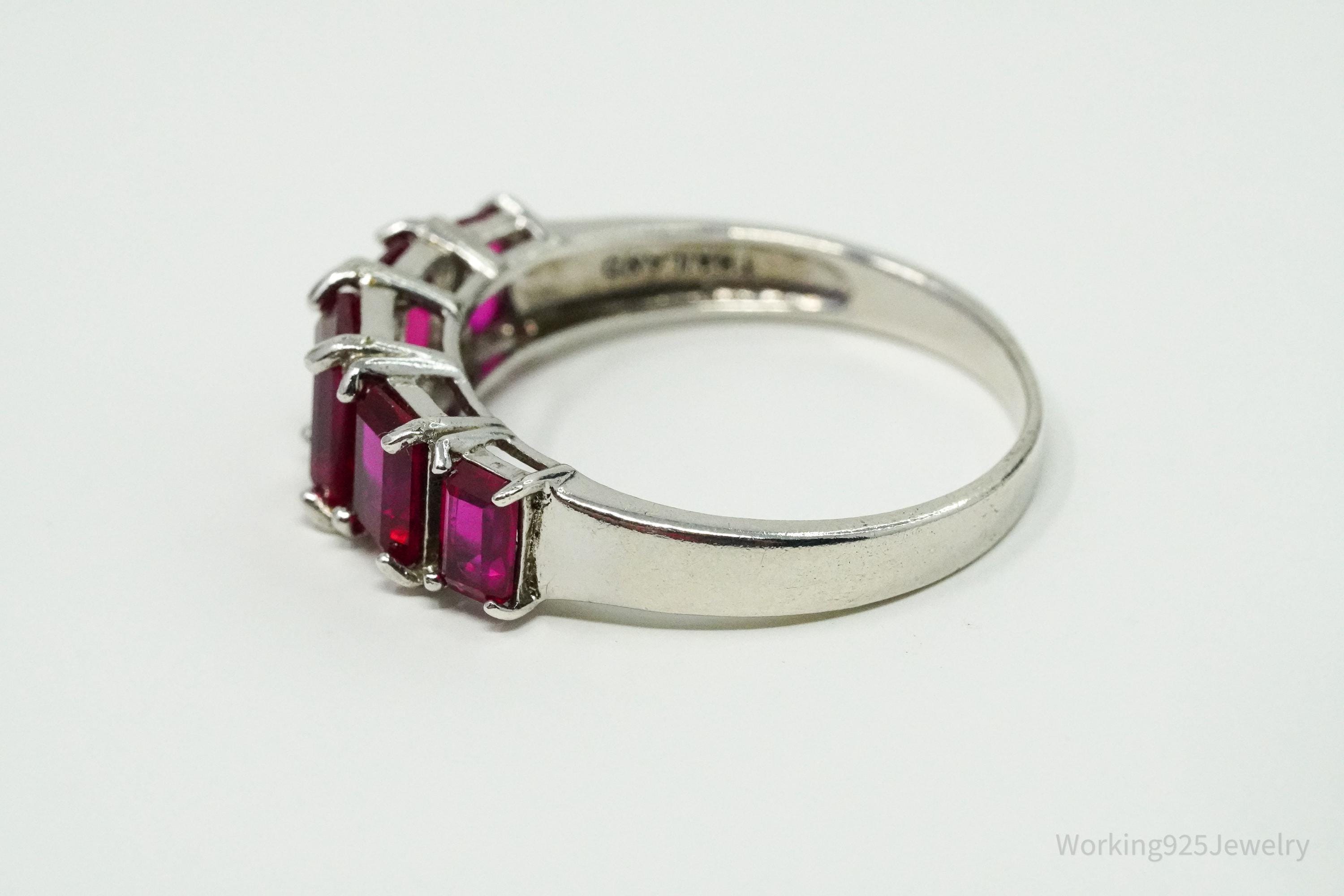 Vintage Ruby Sterling Silver Ring - Size 10