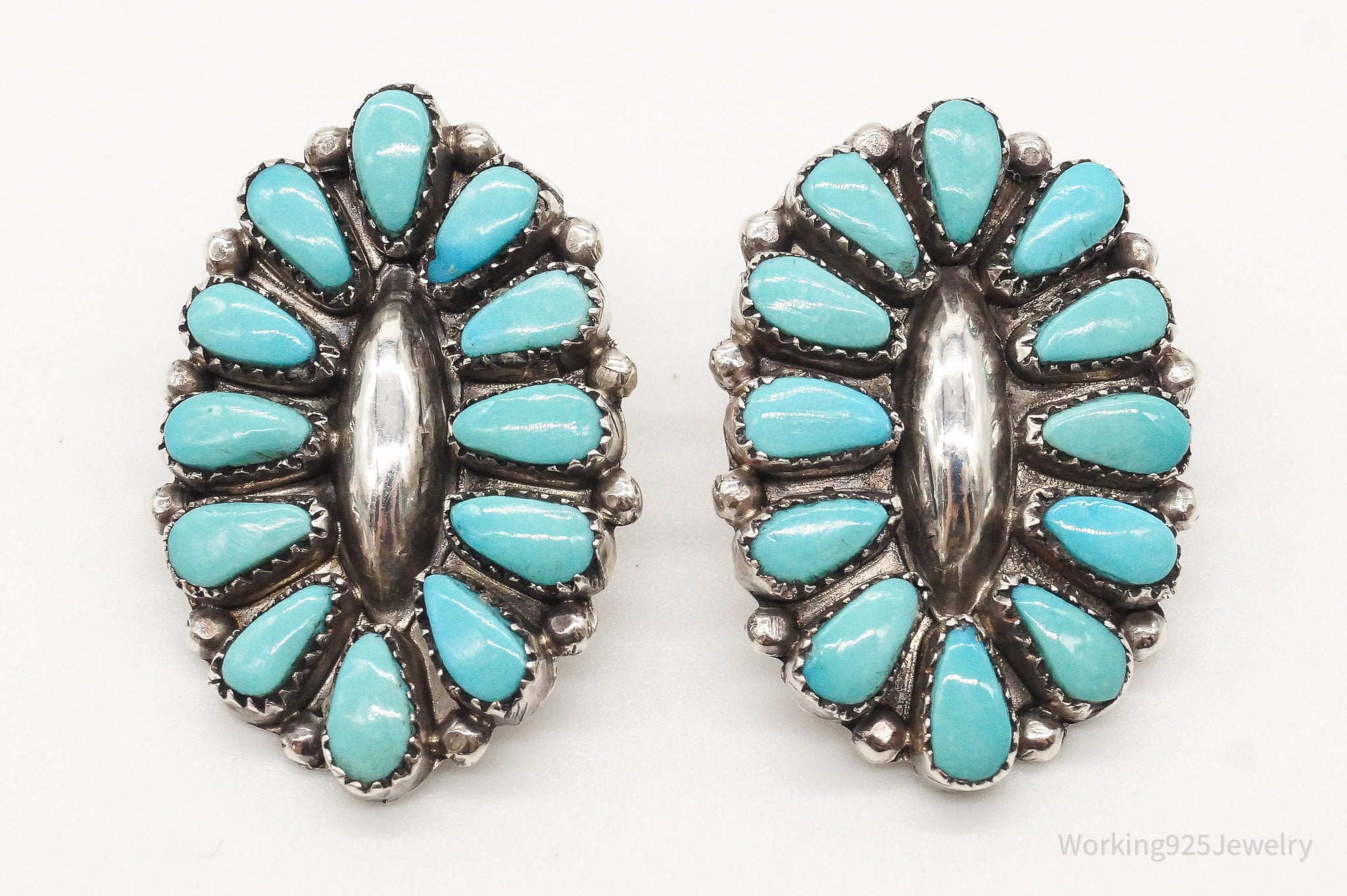 Vintage Native American Maryann & Felix Chavez Turquoise SterlingSilver Earrings