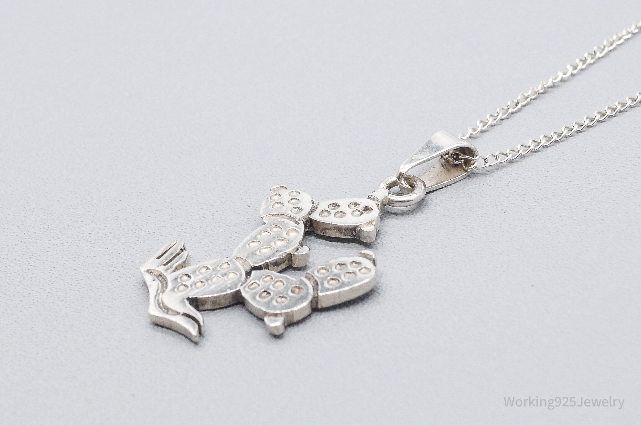 Vintage Western Desert Cactus Sterling Silver Necklace 20"