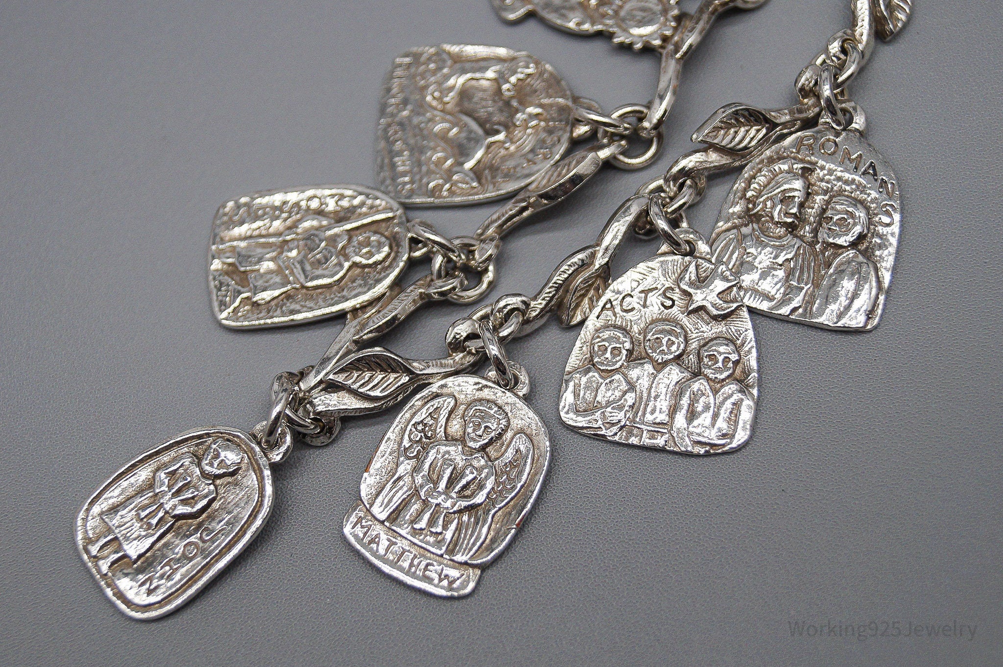 Jeep Collins Bible Study Charms Vines Sterling Silver Bracelet - 6 7/8"