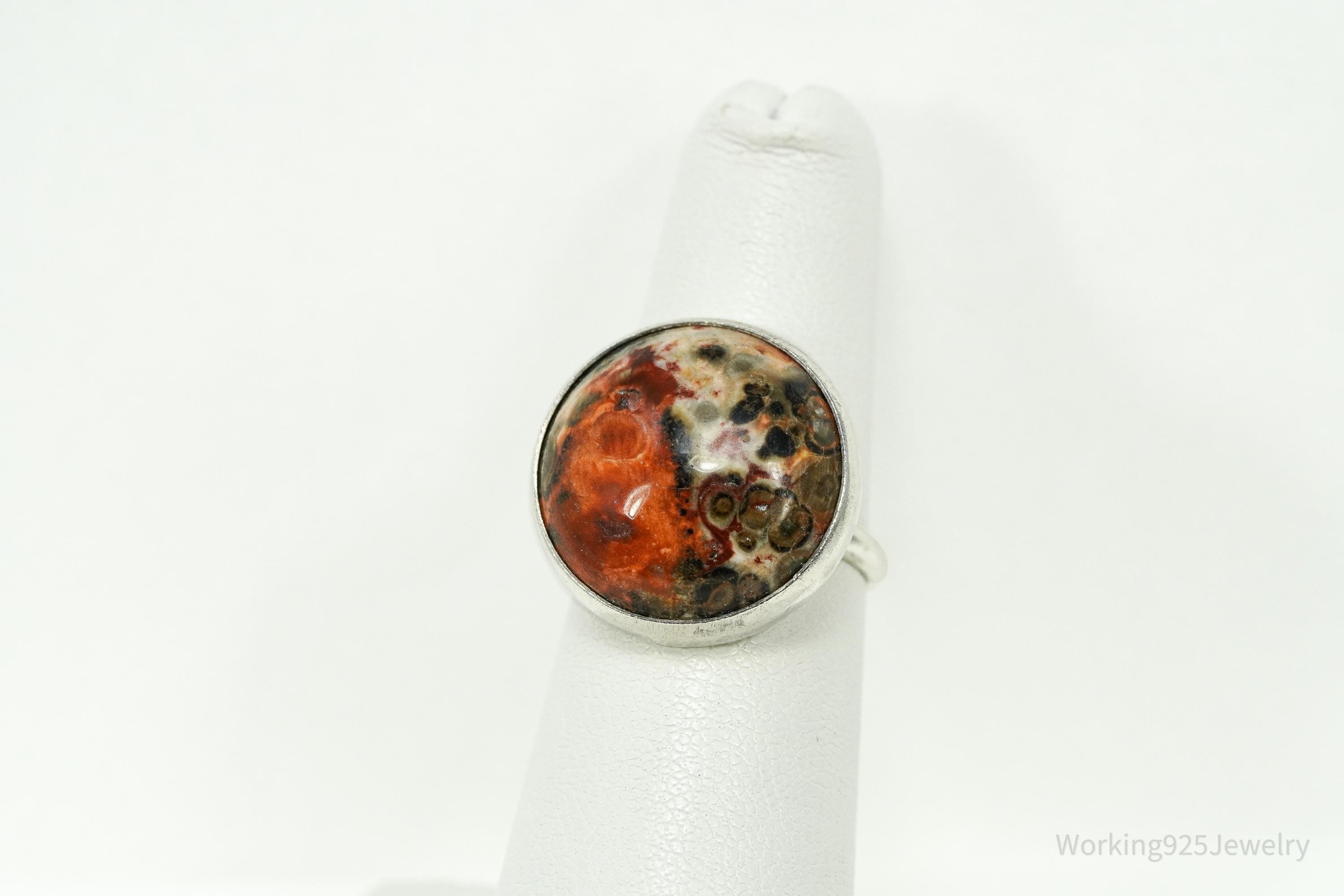 Vintage Large Jasper Silver Ring - Size 5.25