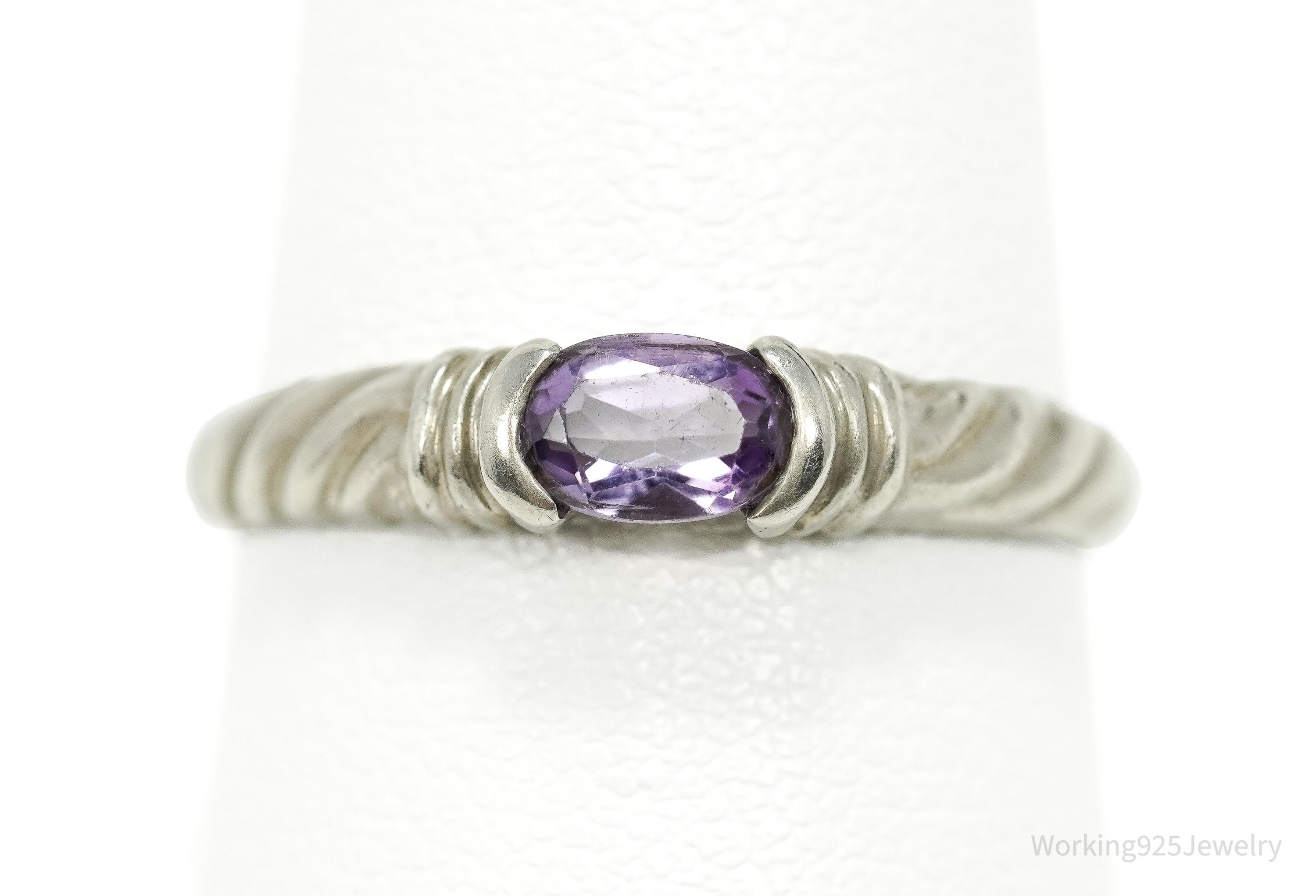Vintage Amethyst Sterling Silver Ring - Size 7.75