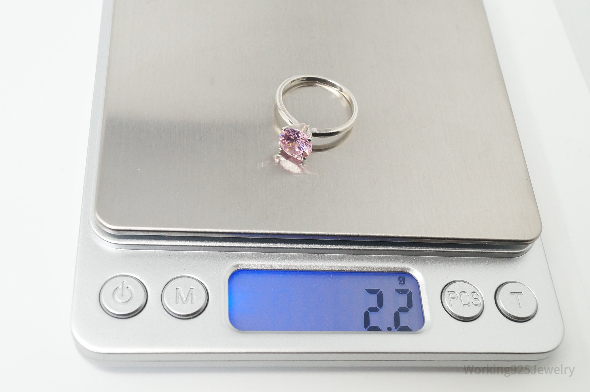 Vintage Man-made Pink Topaz Sterling Silver Ring - Sz 6.75