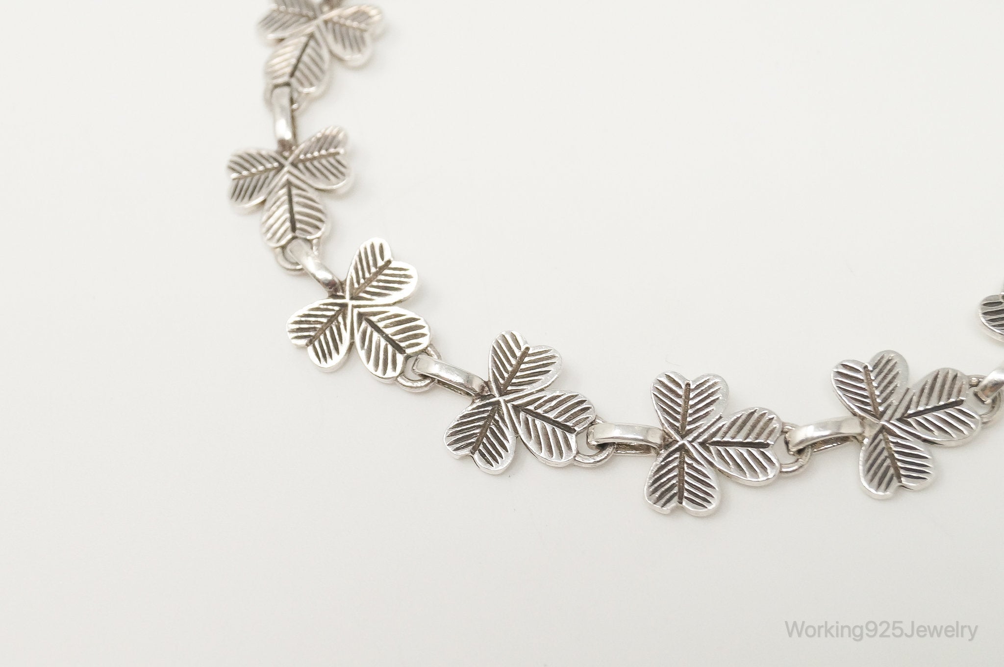 Vintage Three Leaf Clover Sterling Silver Bracelet