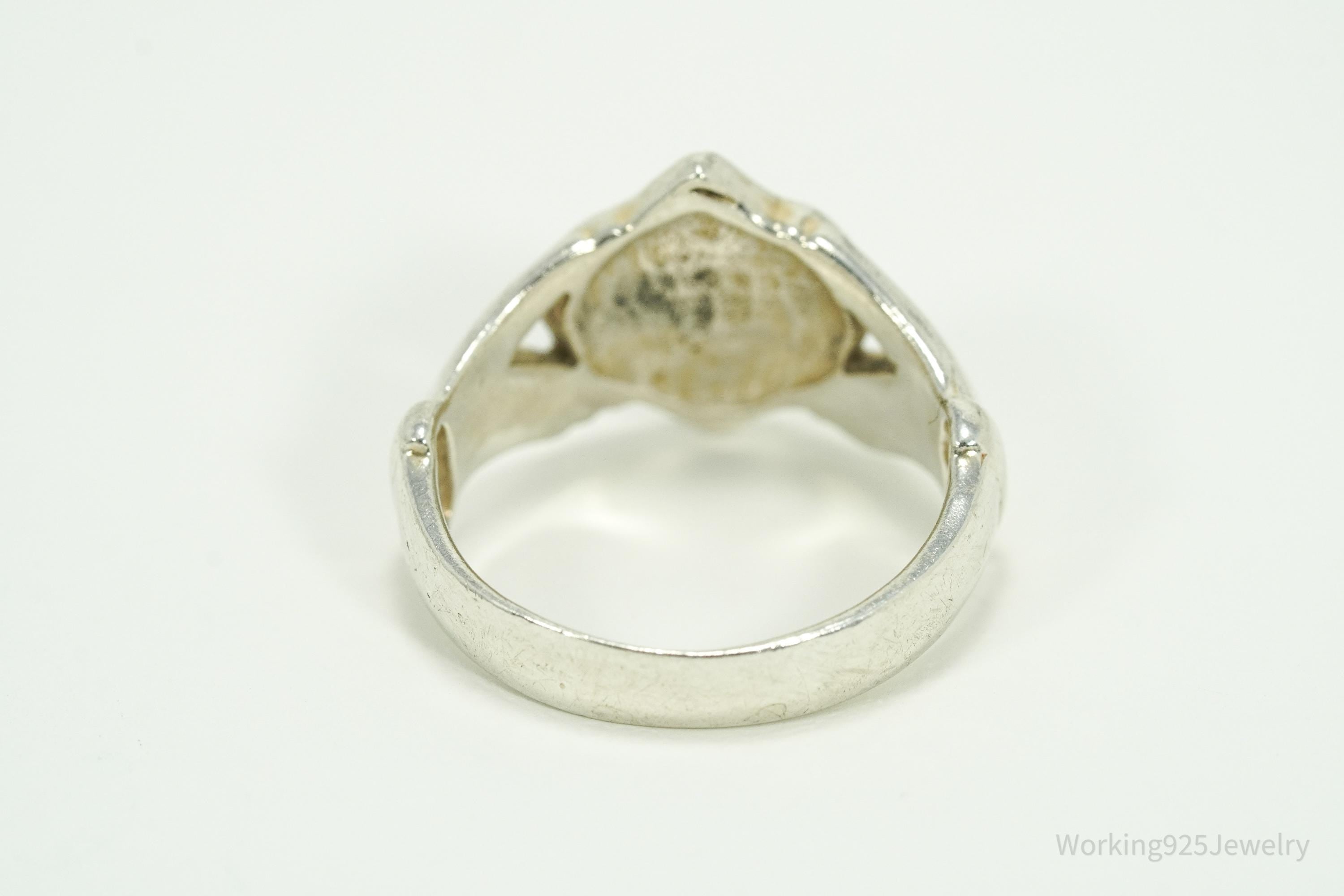 Vintage Irish Claddagh Sterling Silver Ring - Size 7.25