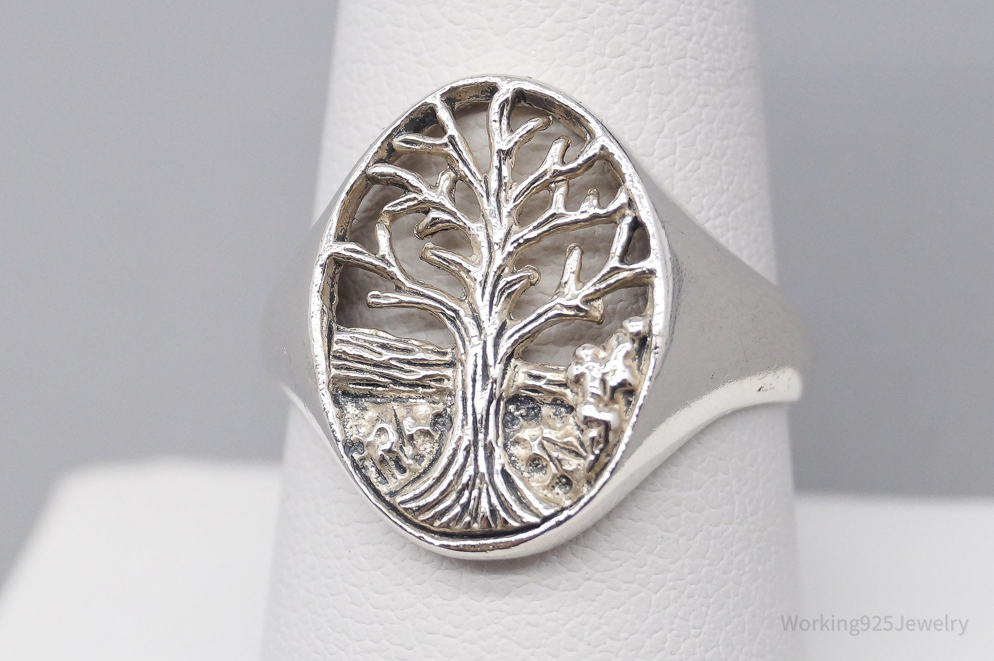 Vintage Tree Of Life Sterling Silver Ring - Size 8.5