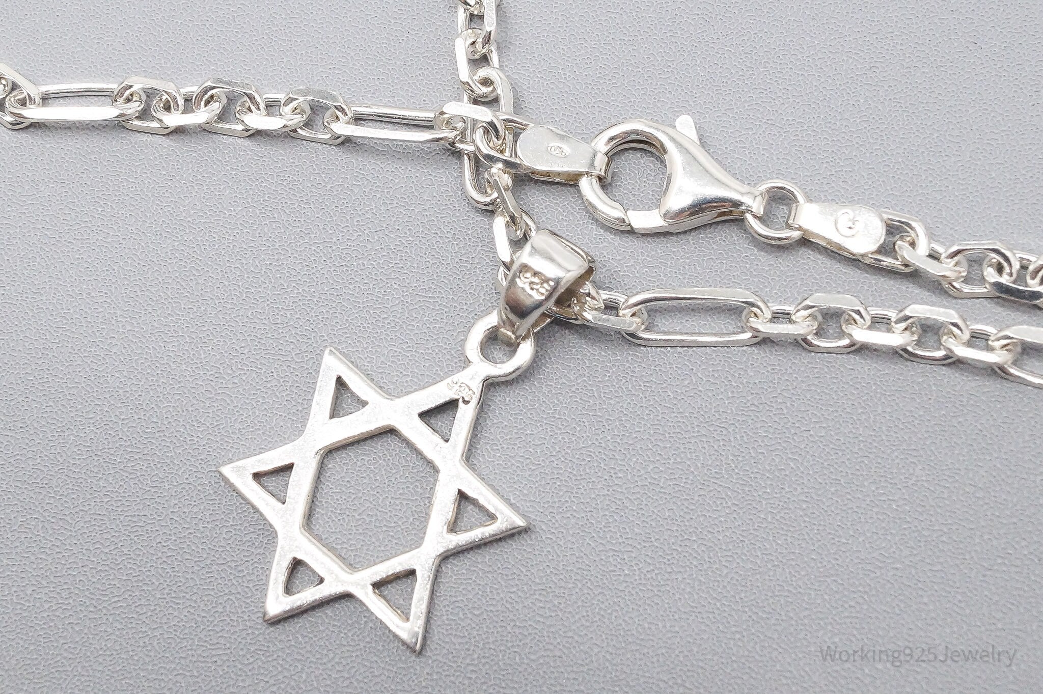 Vintage Star Of David Sterling Silver Necklace 18"