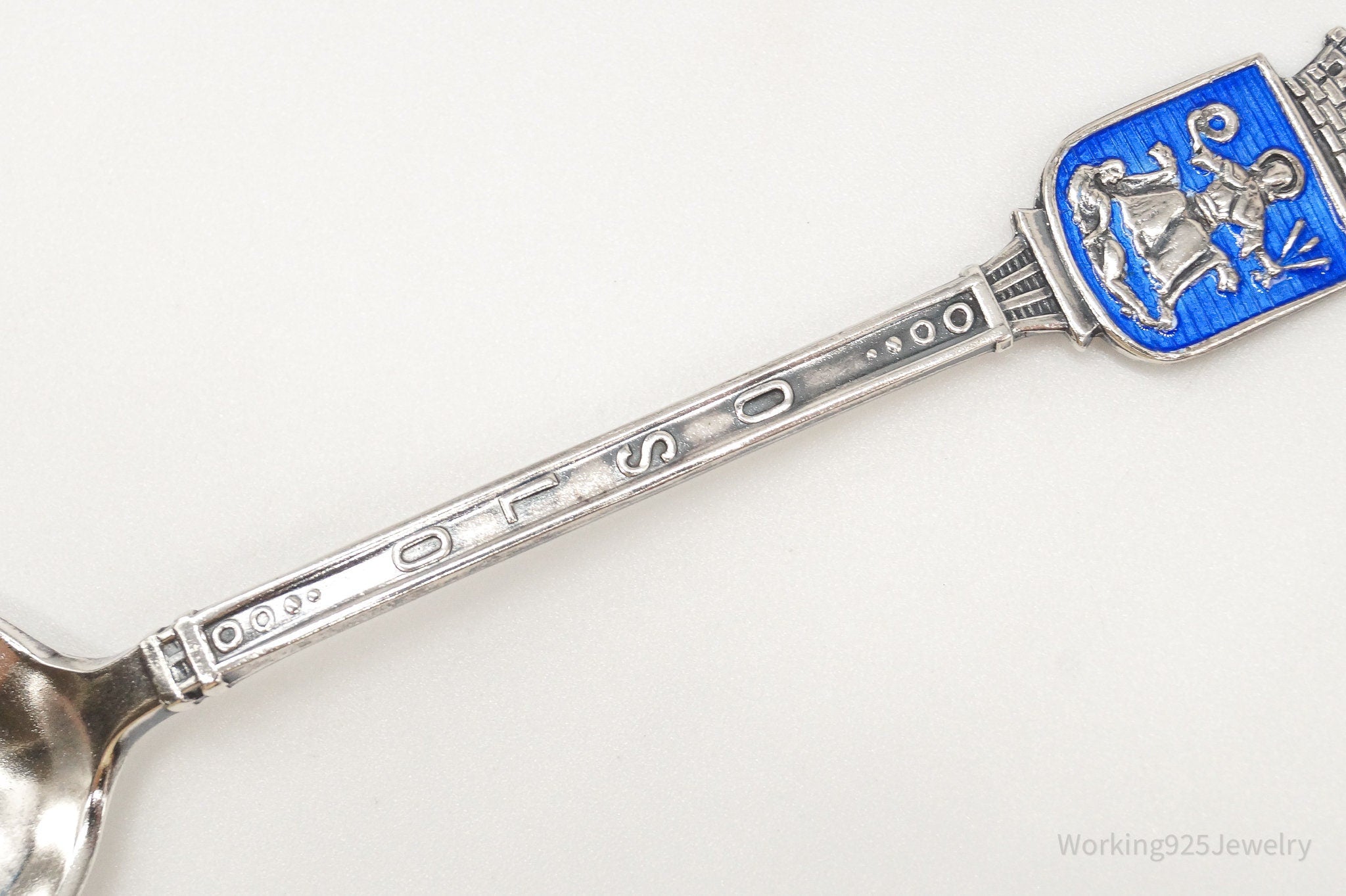 Vintage Norwegian David Andersen Blue Enamel Sterling Silver Souvenir Spoon