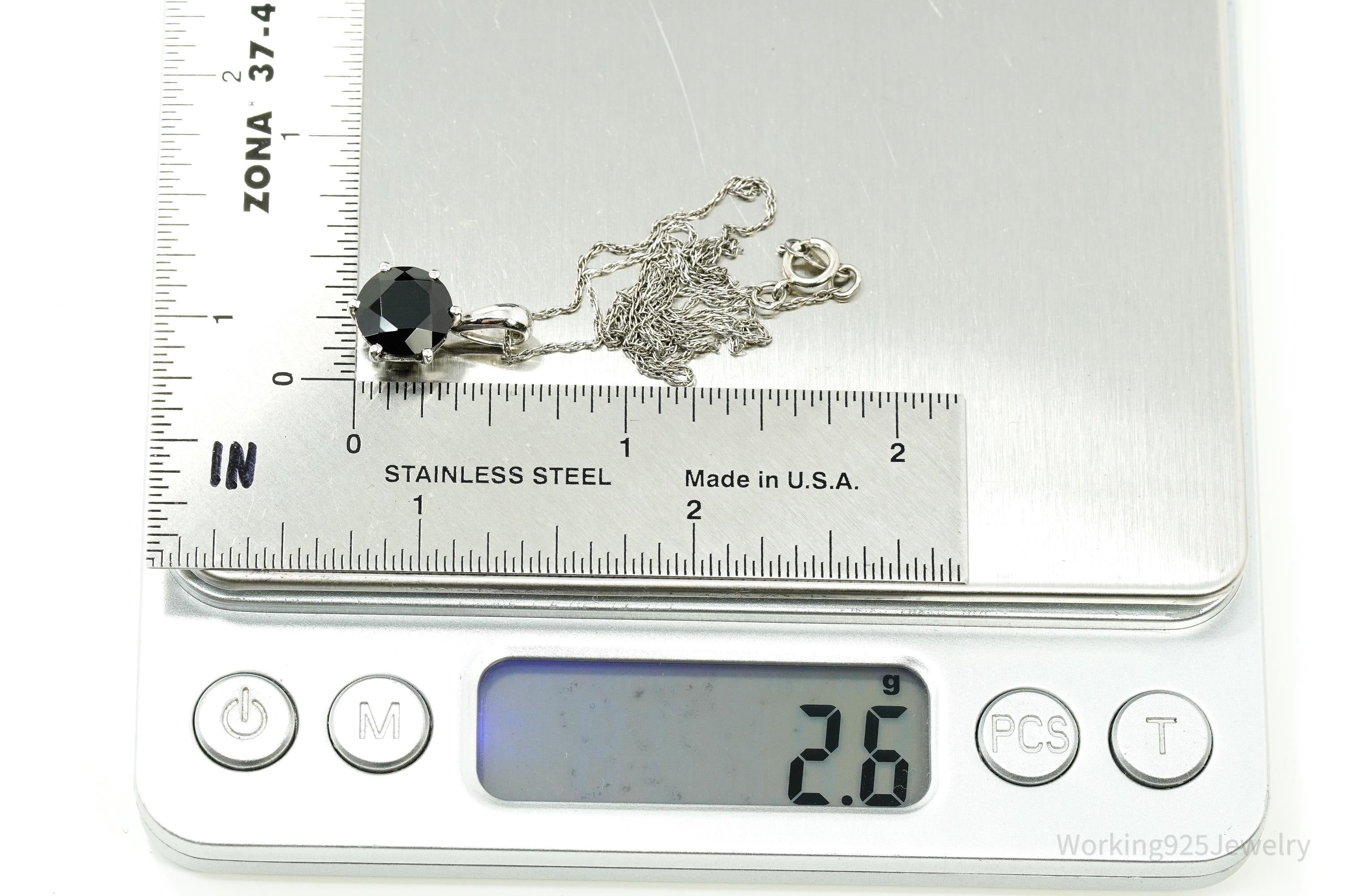 BBJ Black Spinel Rhodium Over Sterling Silver Necklace 17"