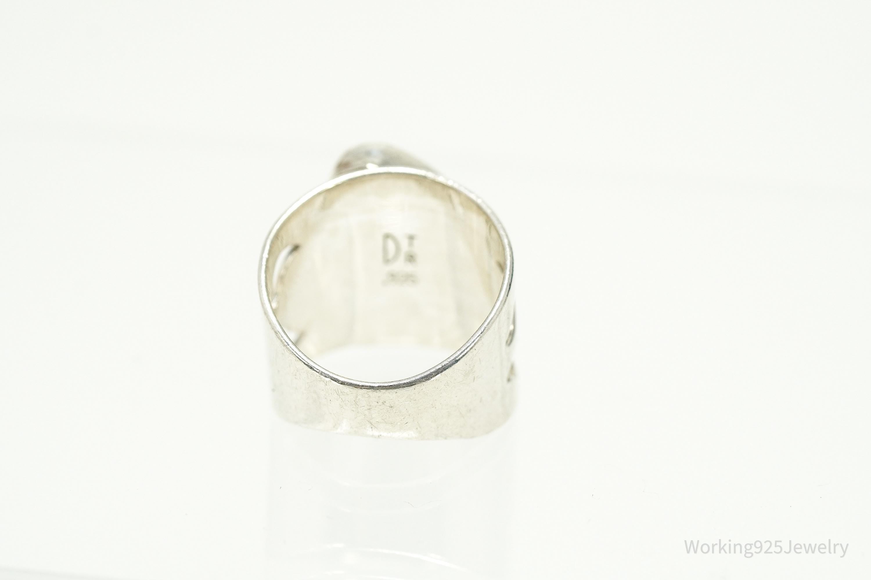 Vintage JAY KING Aqua Chalcedony Sterling Silver Ring - Size 6.25