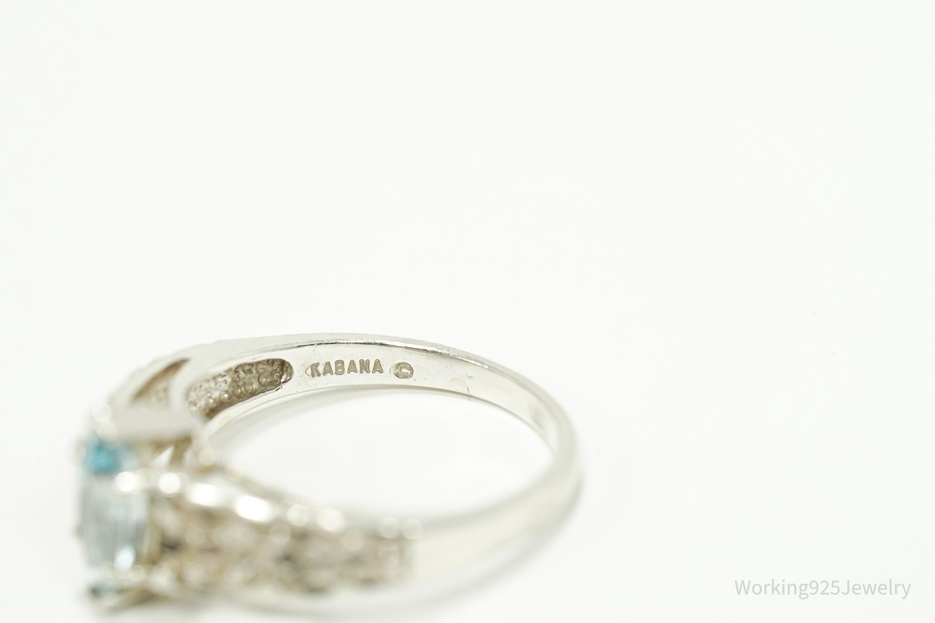 Vintage Designer Kabana Blue Topaz Sterling Silver Ring - Size 8