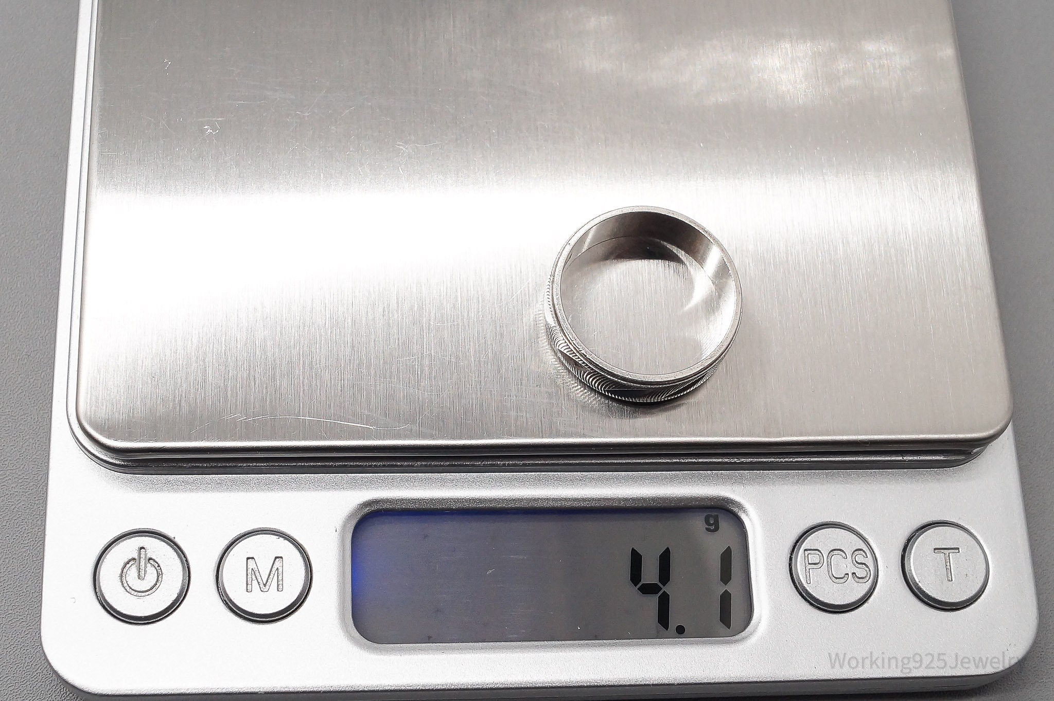 Vintage Italian Art Deco Style Sterling Silver Band Ring - Size 7.75