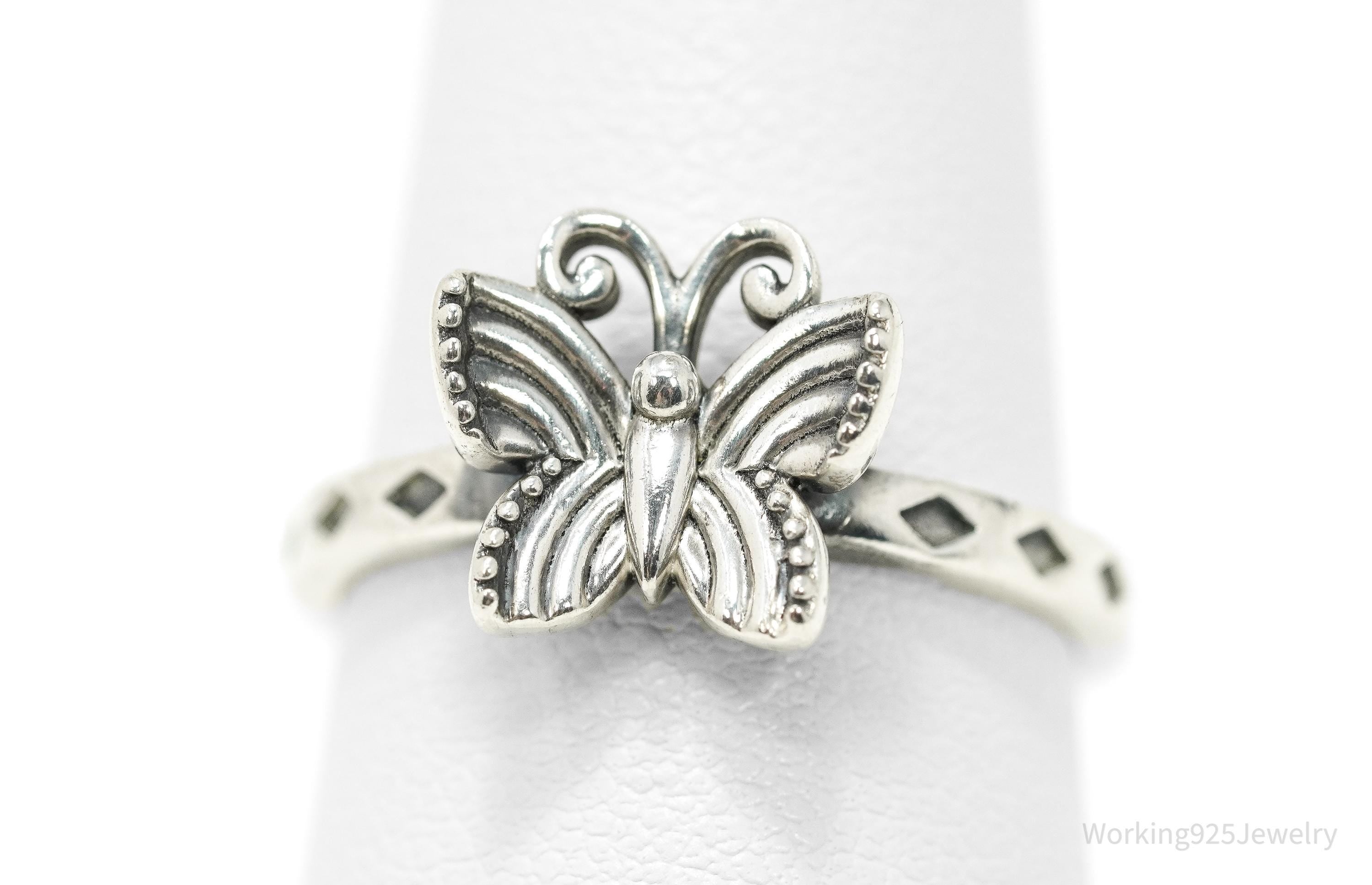 Vintage Butterfly Sterling Silver Ring - Size 8