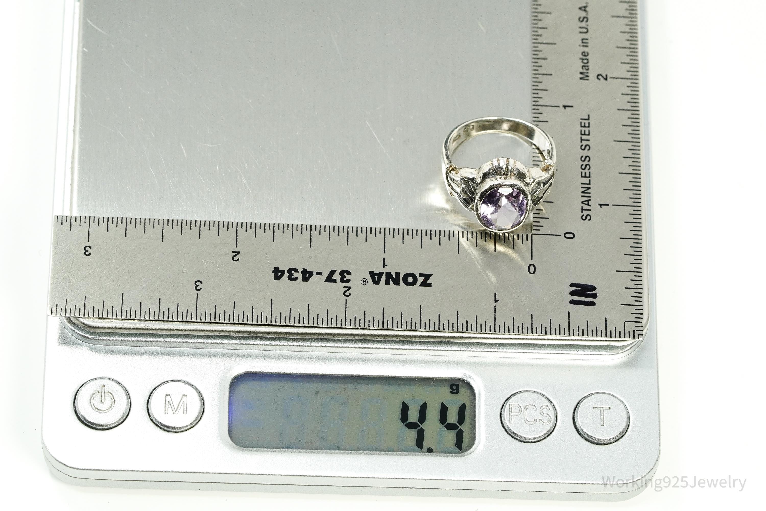 Vintage Amethyst Sterling Silver Ring - Size 6.75