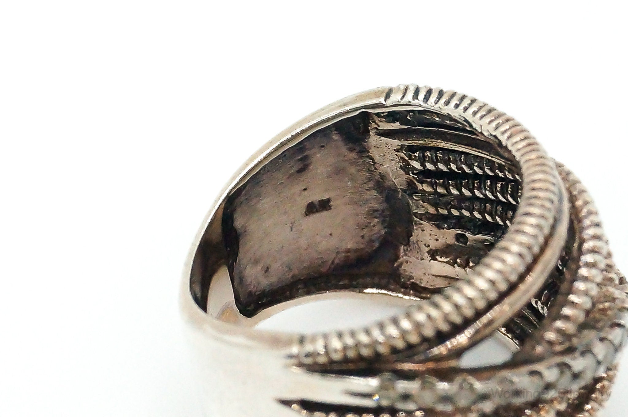 Vintage AK Cubic Zirconia Cable Sterling Silver Ring - Size 6