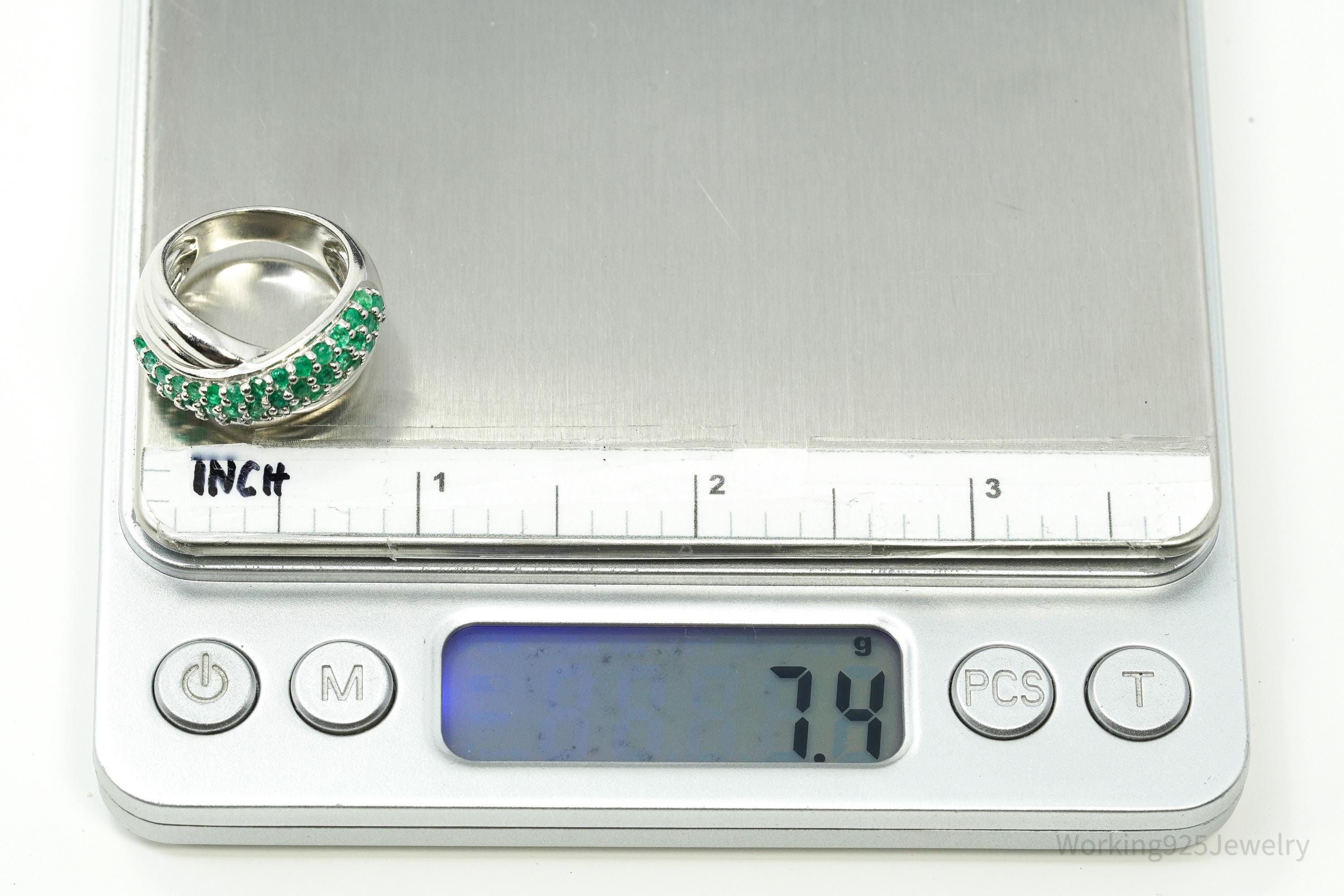 Vintage CNA Emerald Sterling Silver Ring - Size 6