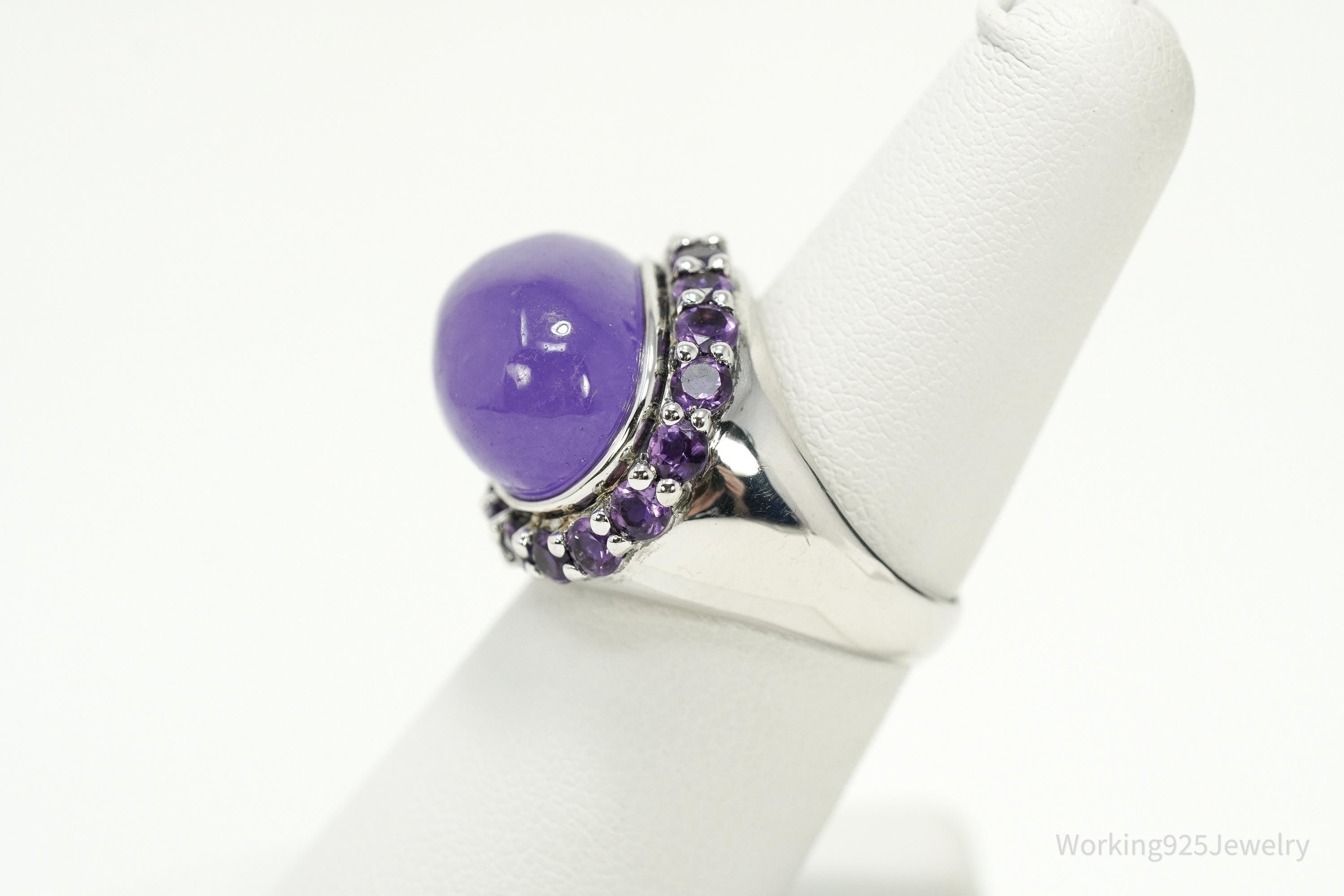 Vintage Purple Quartz & Amethyst Sterling Silver Ring – Size 6.75