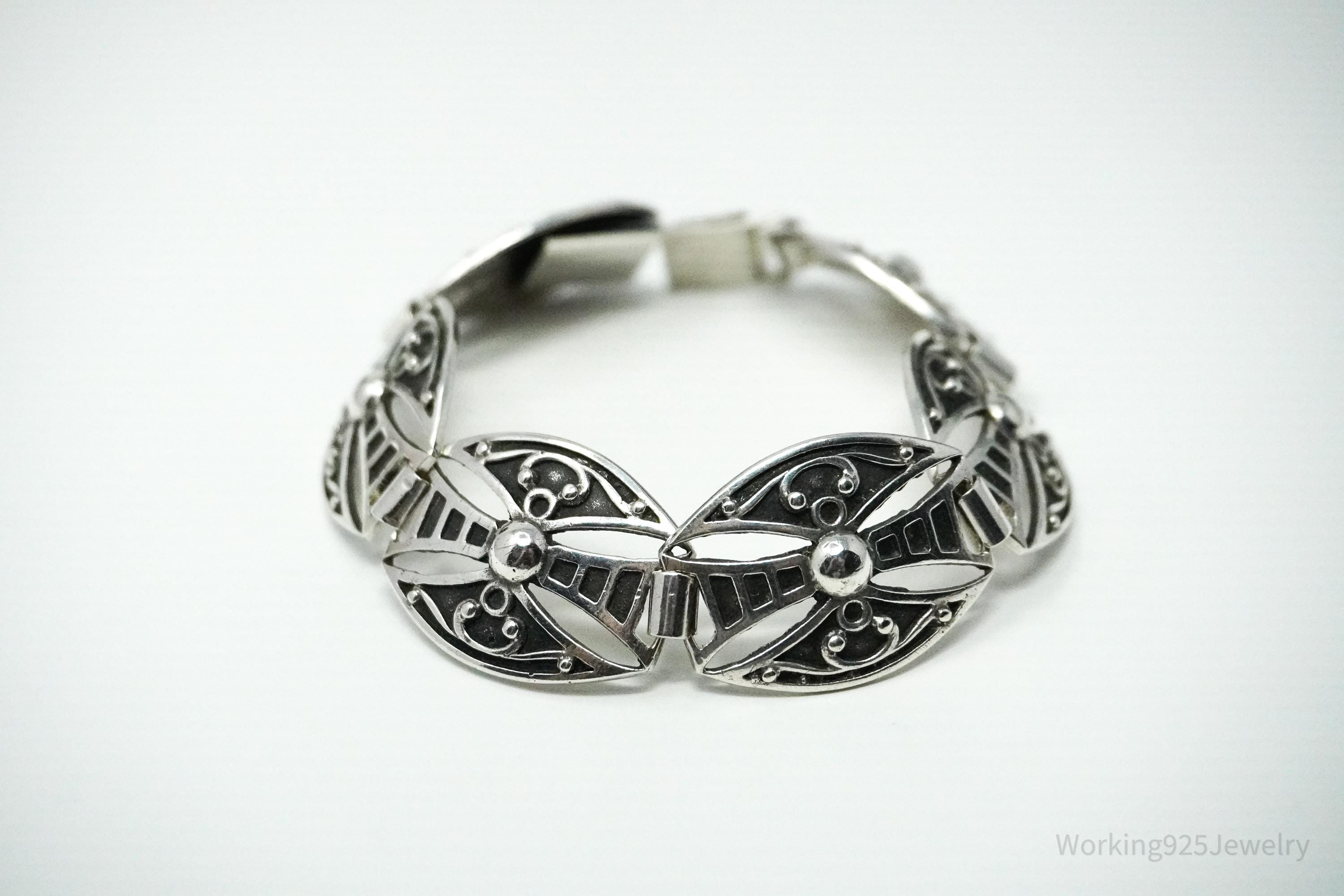 Vintage Dutch Modernist Silver Bracelet - 6.5"