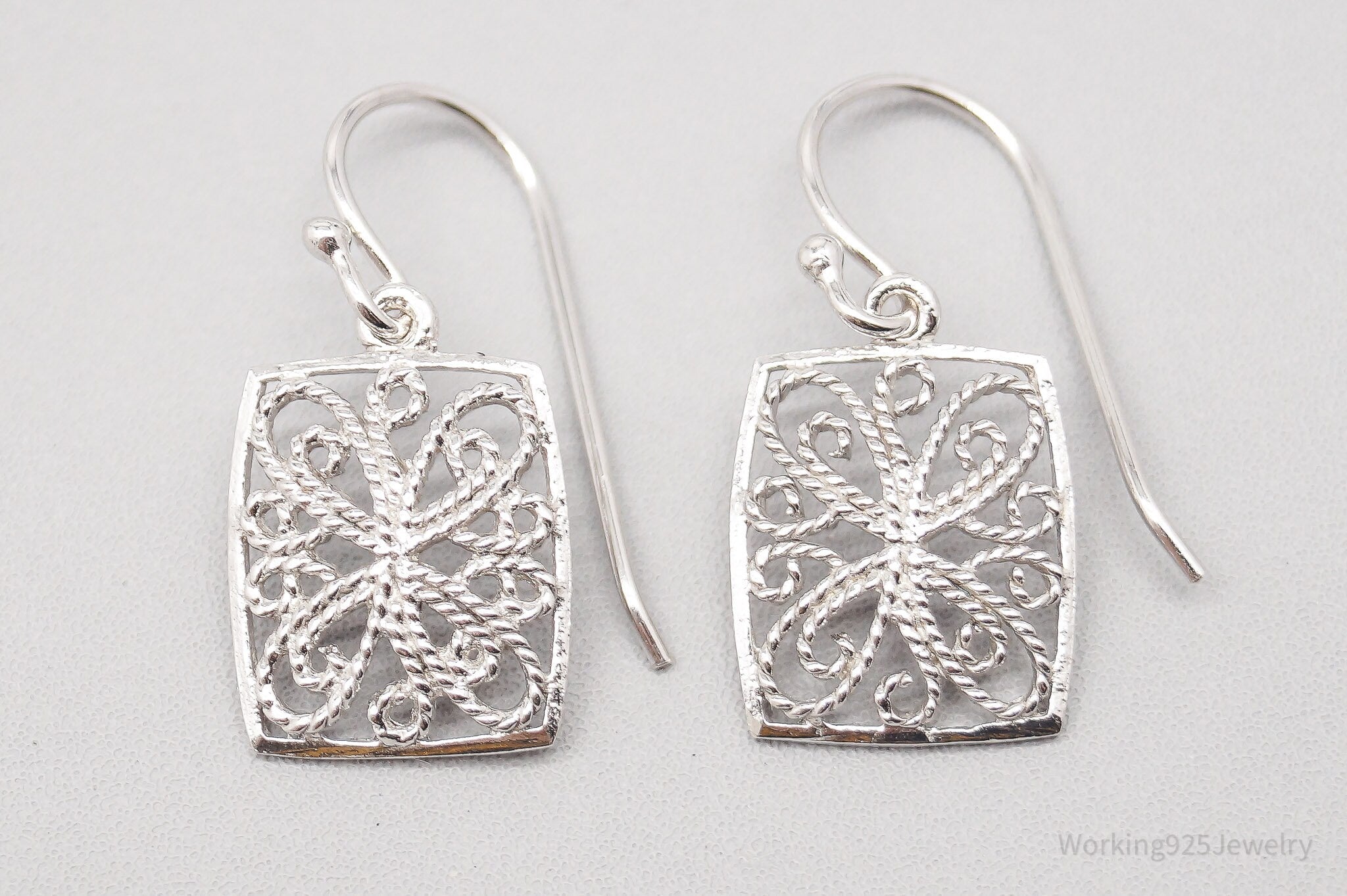 Vintage Filigree Ornate Sterling Silver Earrings