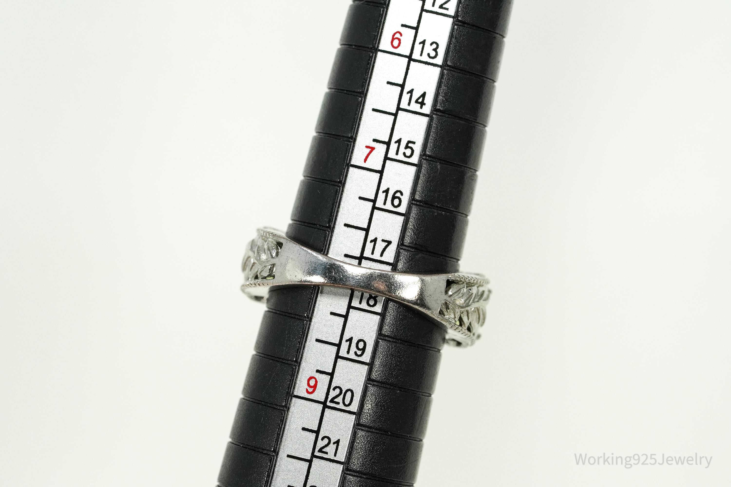 Vintage Karis Green Peridot Sterling Silver Ring - Size 8