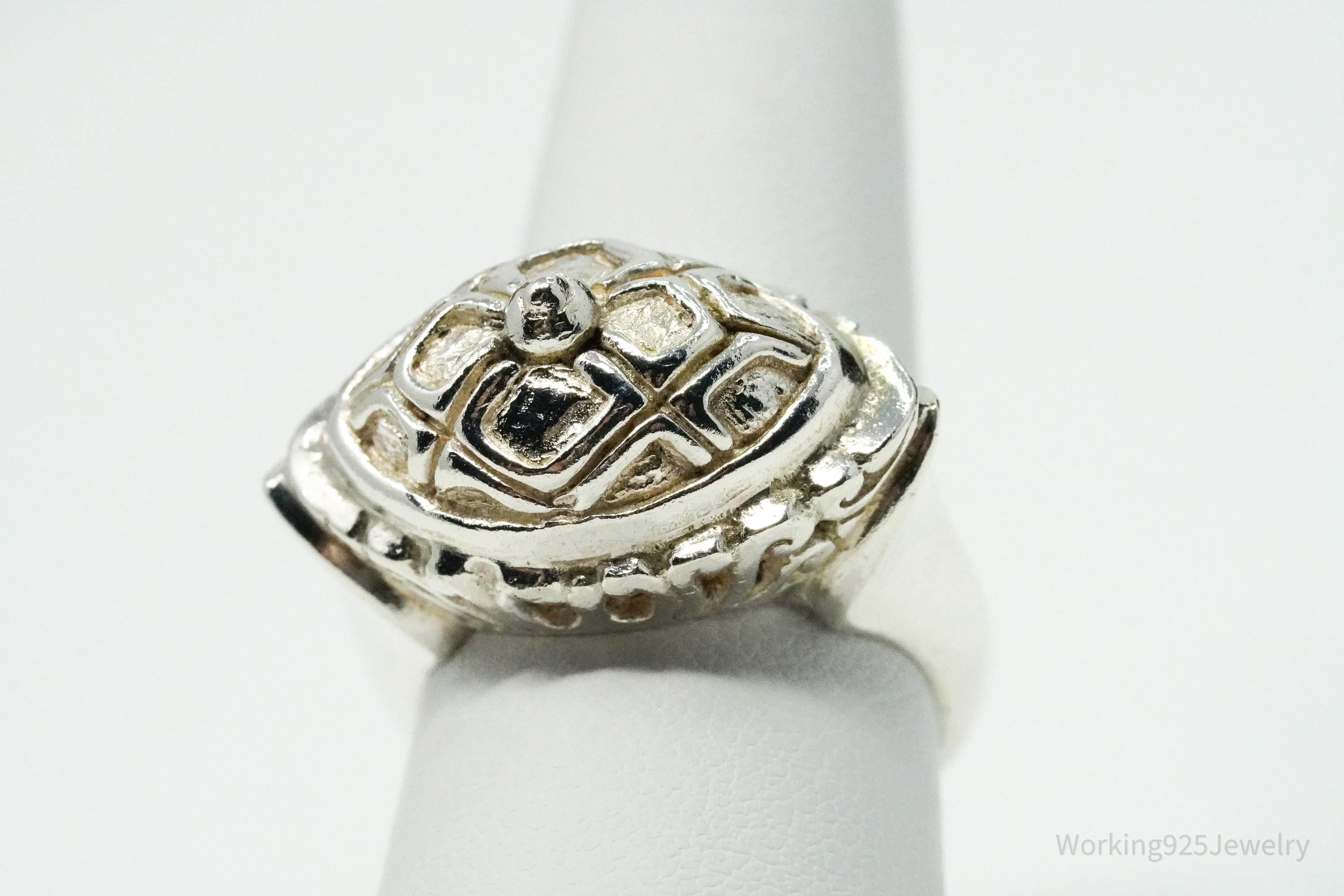 Vintage Modernist Style Sterling Silver Ring - Size 7