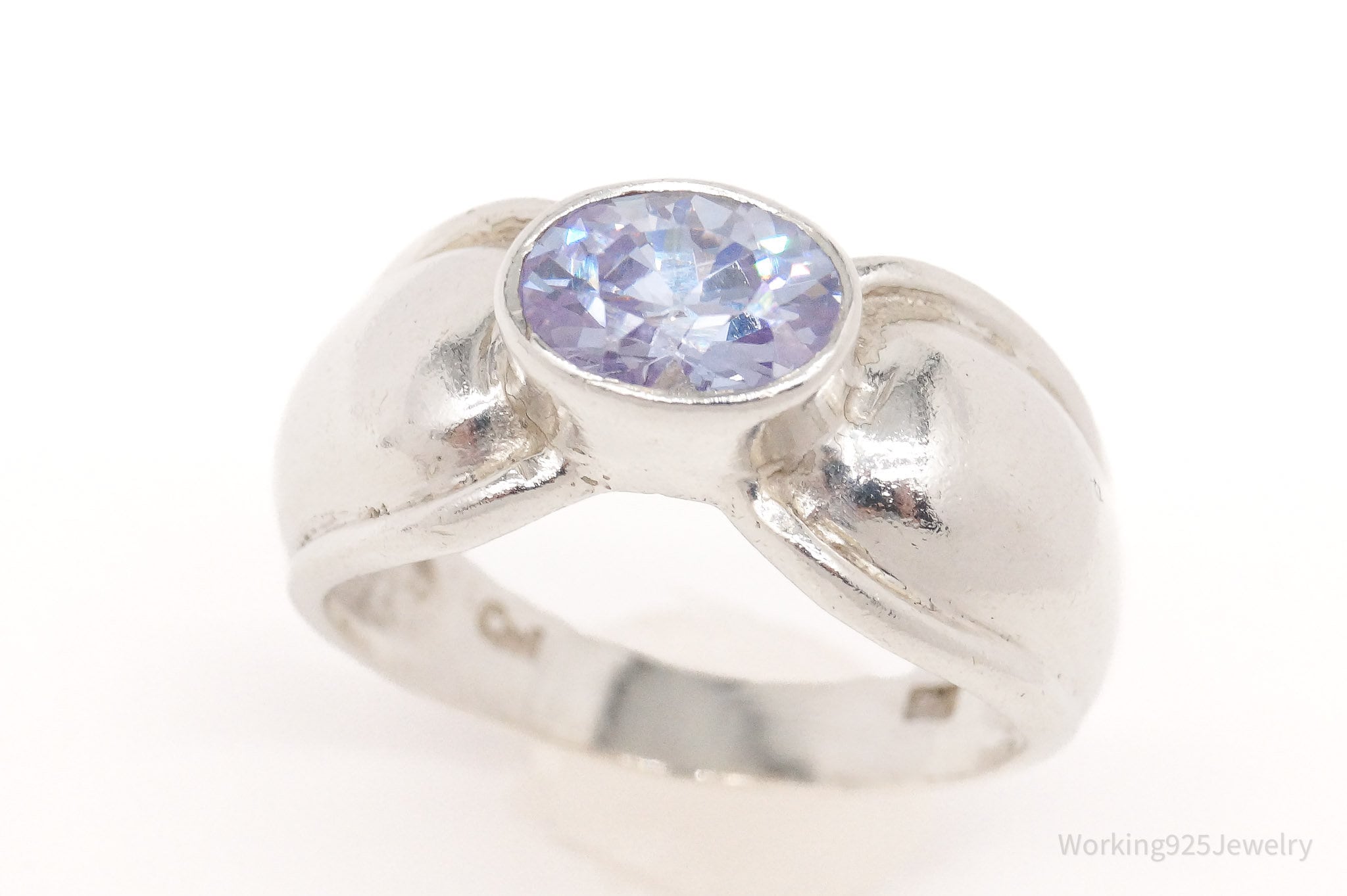 Vintage Violet Cubic Zirconia Sterling Silver Ring - Size 7