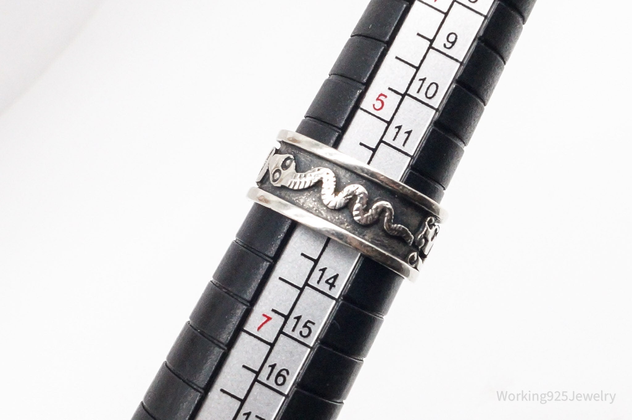 Vintage Tribal Symbols 950 Silver Band Ring - Size 6