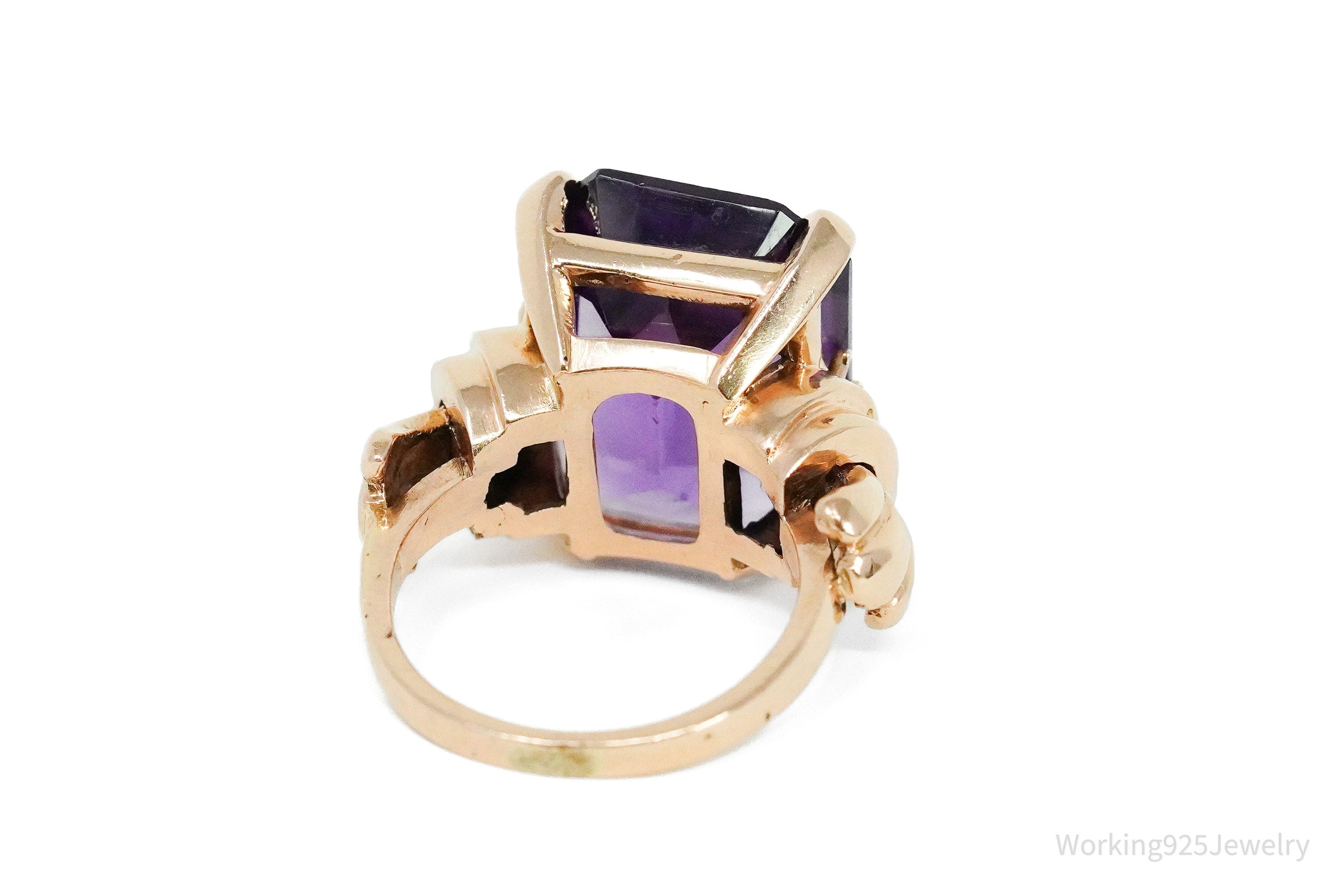 14K Rose Gold & Amethyst Cocktail Ring - Size 5 1/2