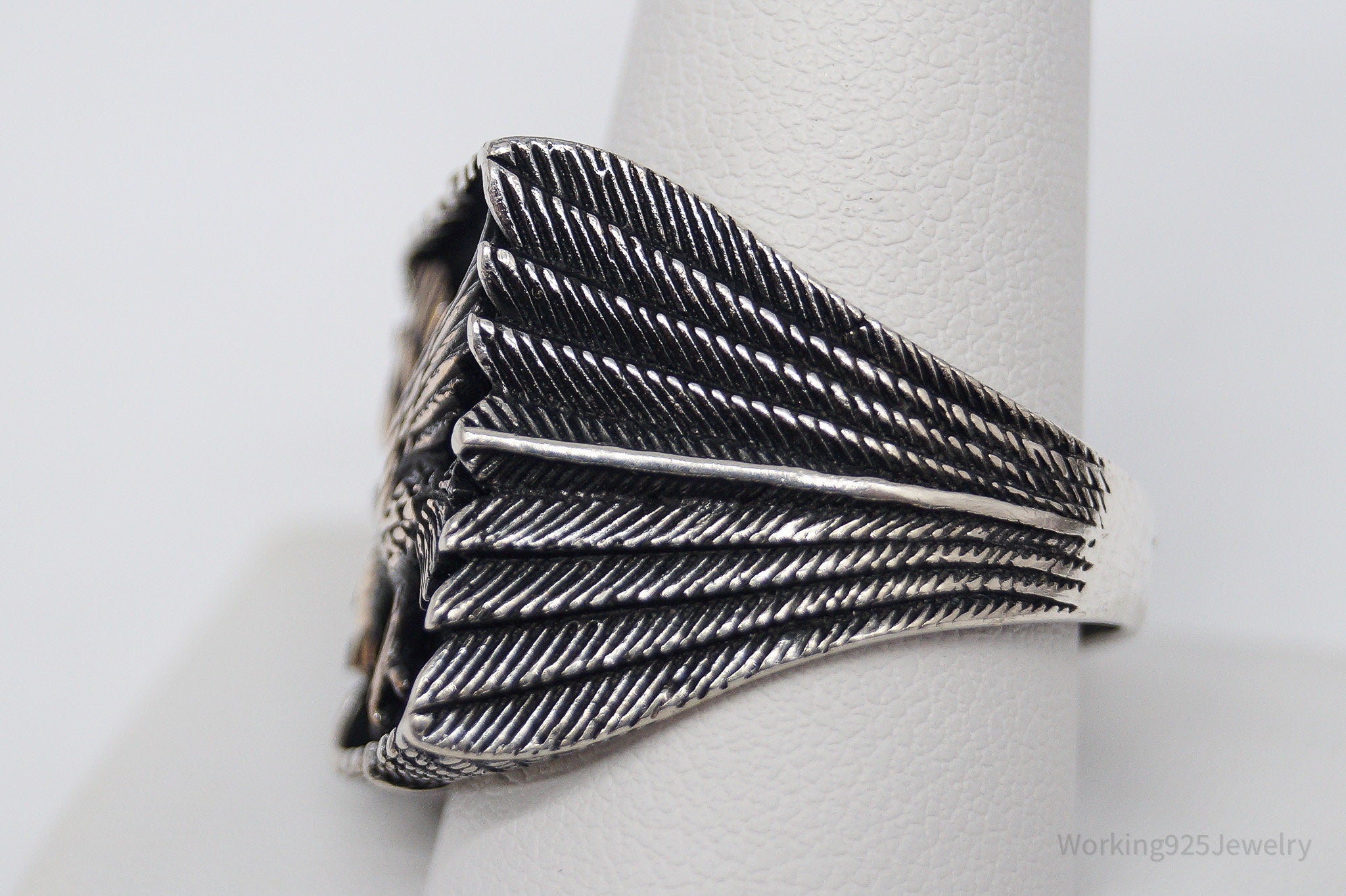 Vintage Eagle Two Tone Sterling Silver Ring - Size 13