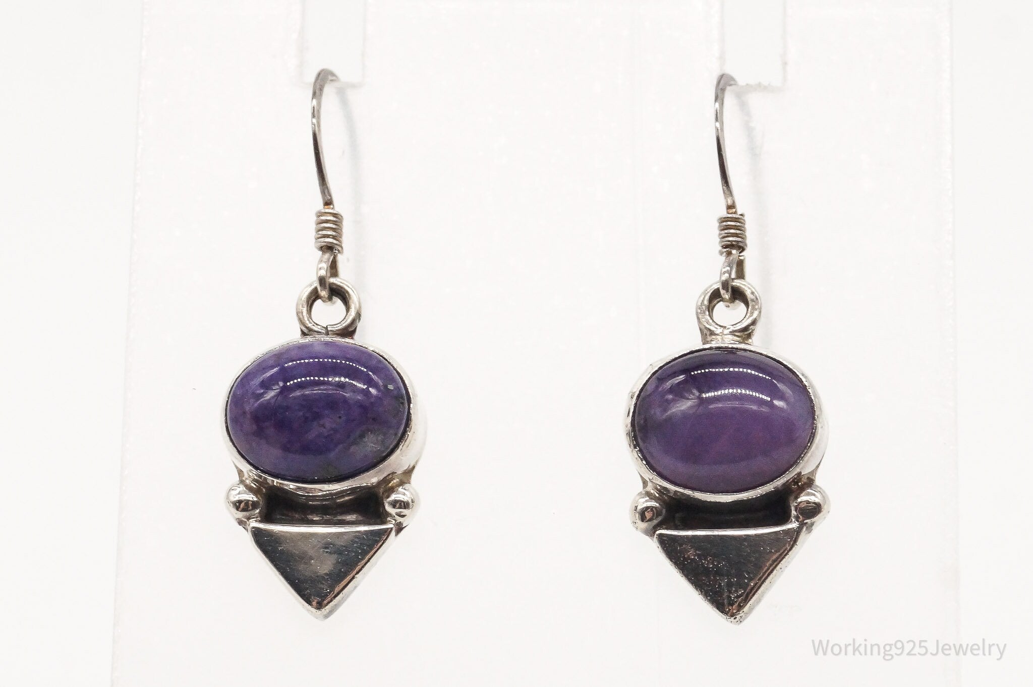 Vintage Native American E Jackson Charoite Sterling Silver Earrings