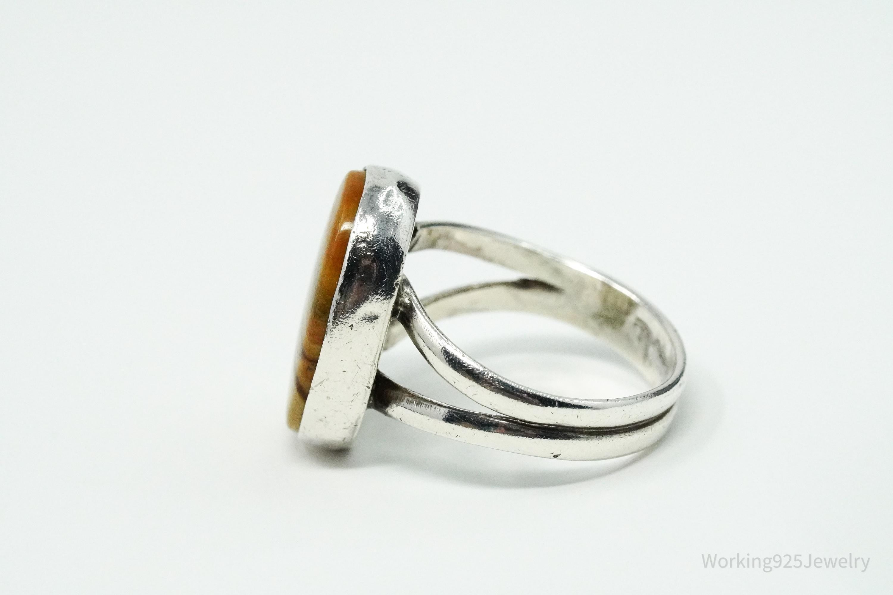 Vintage Picture Jasper Silver Ring - Size 7