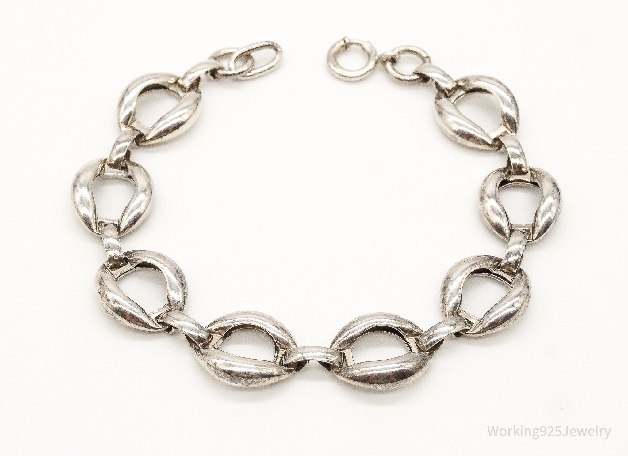 Vintage Modernist Link Sterling Silver Bracelet